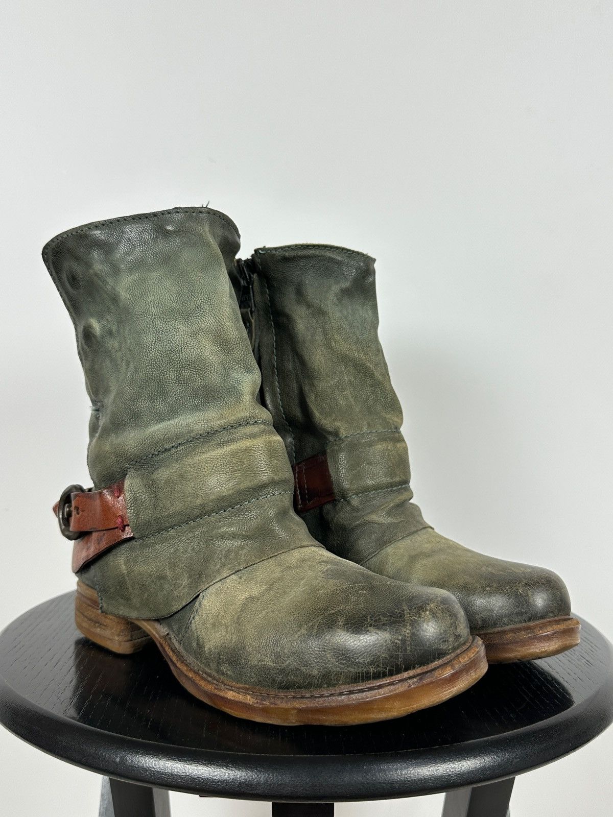 A.S.98 A.S.98. Airstep Leather Biker Ankle Buckle Strap Boots Size US 6 / IT 36 - 10 Thumbnail