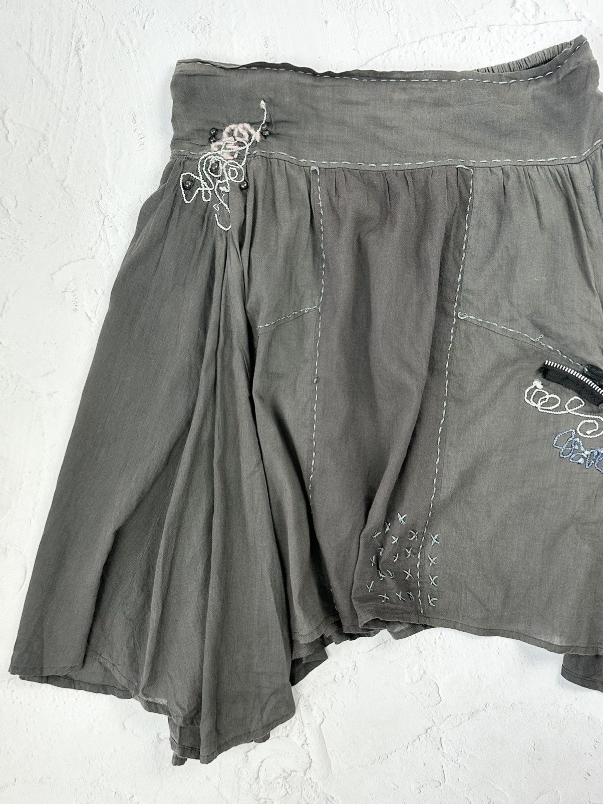 Vintage Vintage Grey Cotton Midi Skirt Size 34" / US 12 / IT 48 - 3 Thumbnail