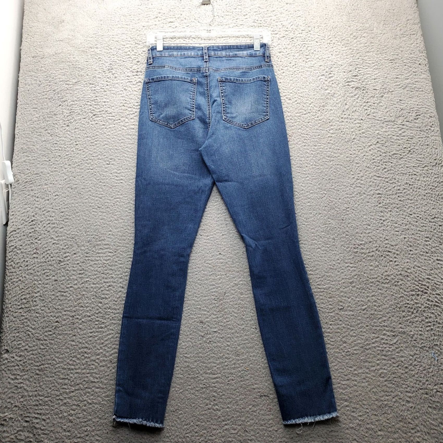 Denime Refuge Womens 4 Blue Denim Skinny Jeans High-Waisted Distressed Frayed Hem 27.75 Inseam Regular 5-Pocket Denim Jeans Size 27" / US 4 / IT 40 - 2 Thumbnail