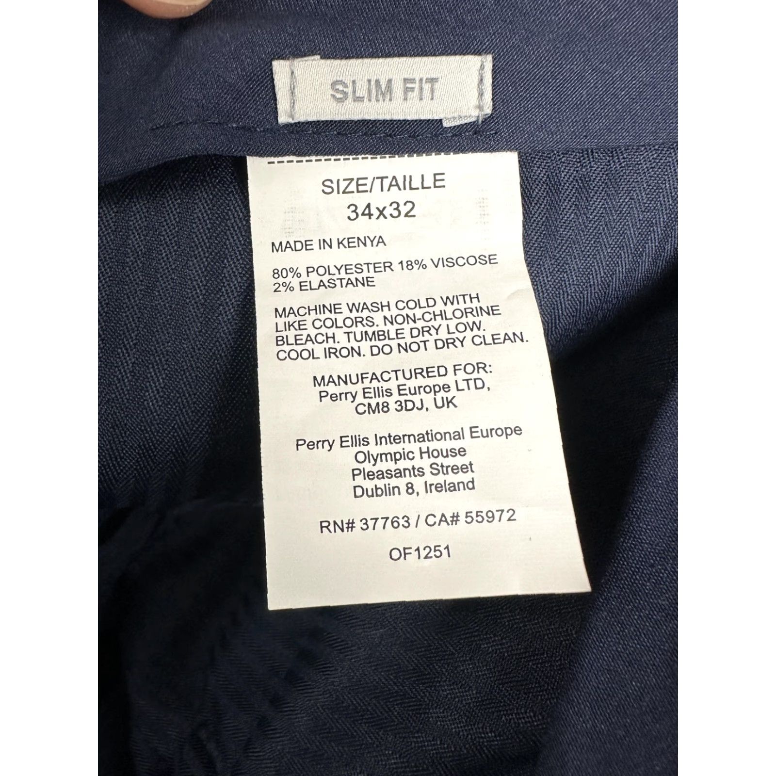 Perry Ellis Perry Ellis Portfolio Dress Pants Mens 34x32 Navy Slim Fit Tapered Straight Leg Chino Work Formal Business NWT Size US 34 / EU 50 - 3 Thumbnail