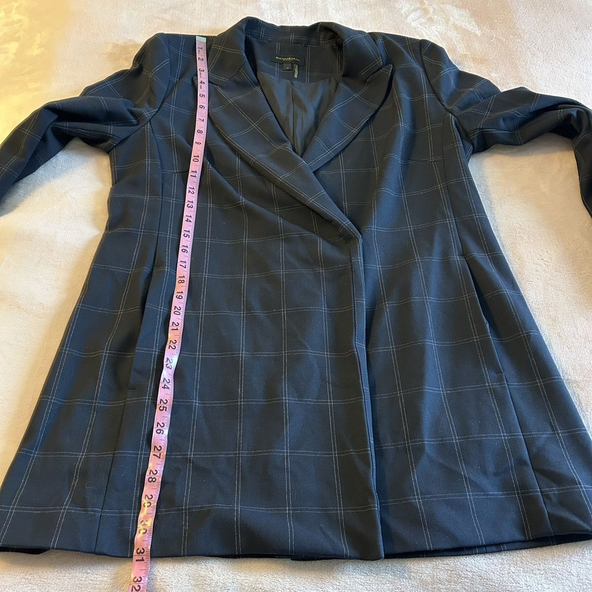 Donna Karan Donna Karan navy plaid long blazer/jacket size 14 Size XL / US 12-14 / IT 48-50 - 11 Thumbnail
