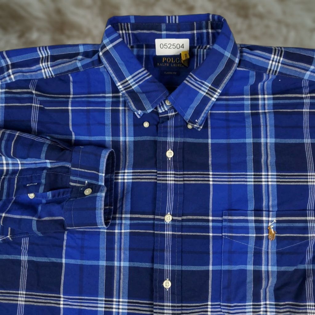 Ralph Lauren Ralph Lauren Shirt Mens Big & Tall Blue Plaid Button-Up Long Sleeve 2XB Casual Business Formal Workwear Button-Down Collar Polo Style? Size US XXL / EU 58 / 5 - 1 Thumbnail