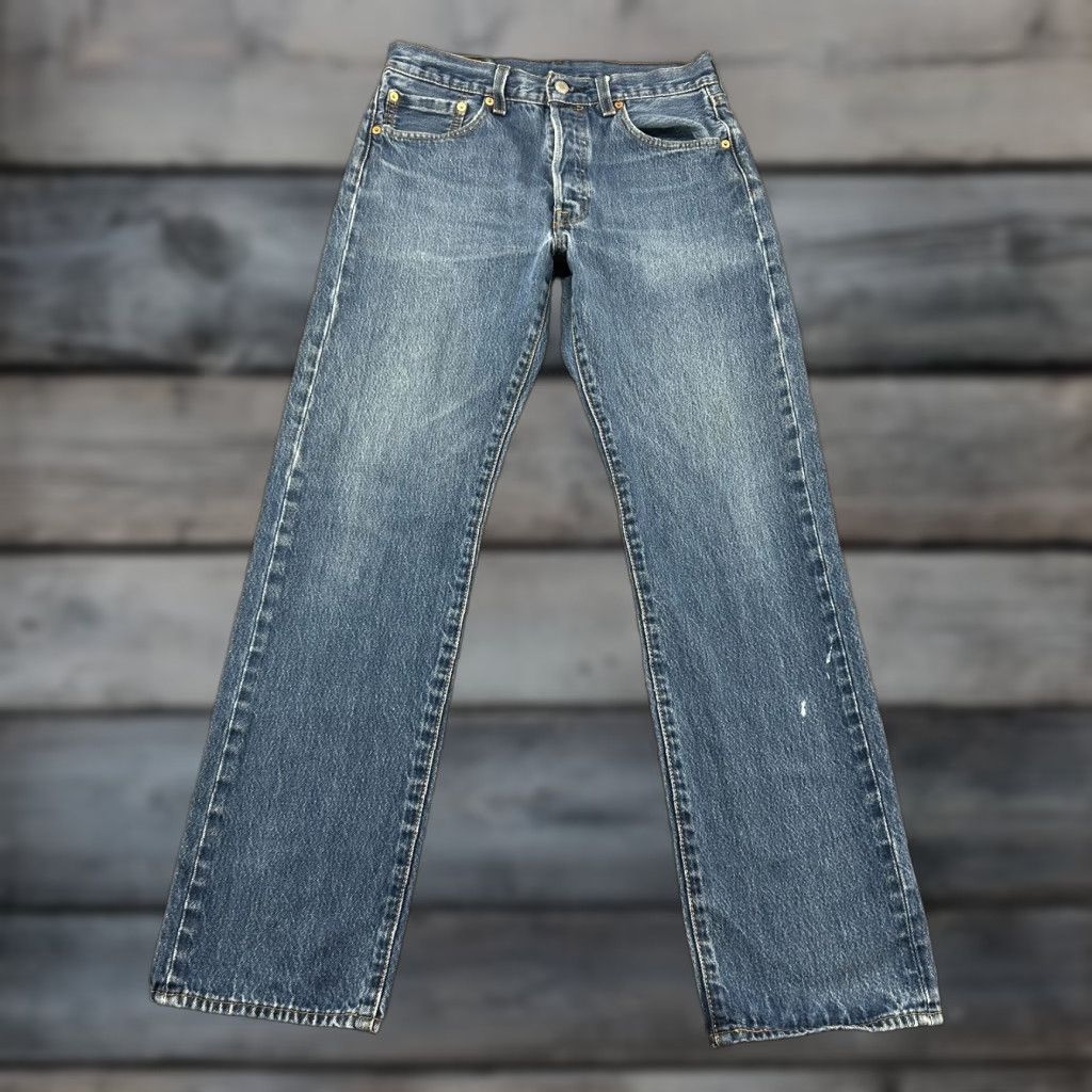 Levi's Levi's Jeans Men 32x34 501 Levi's 501 Series Medium Wash Blue Regular Straight Distressed Pockets 5-Pocket Denim Button Fly Size US 32 / EU 48 - 1 Thumbnail