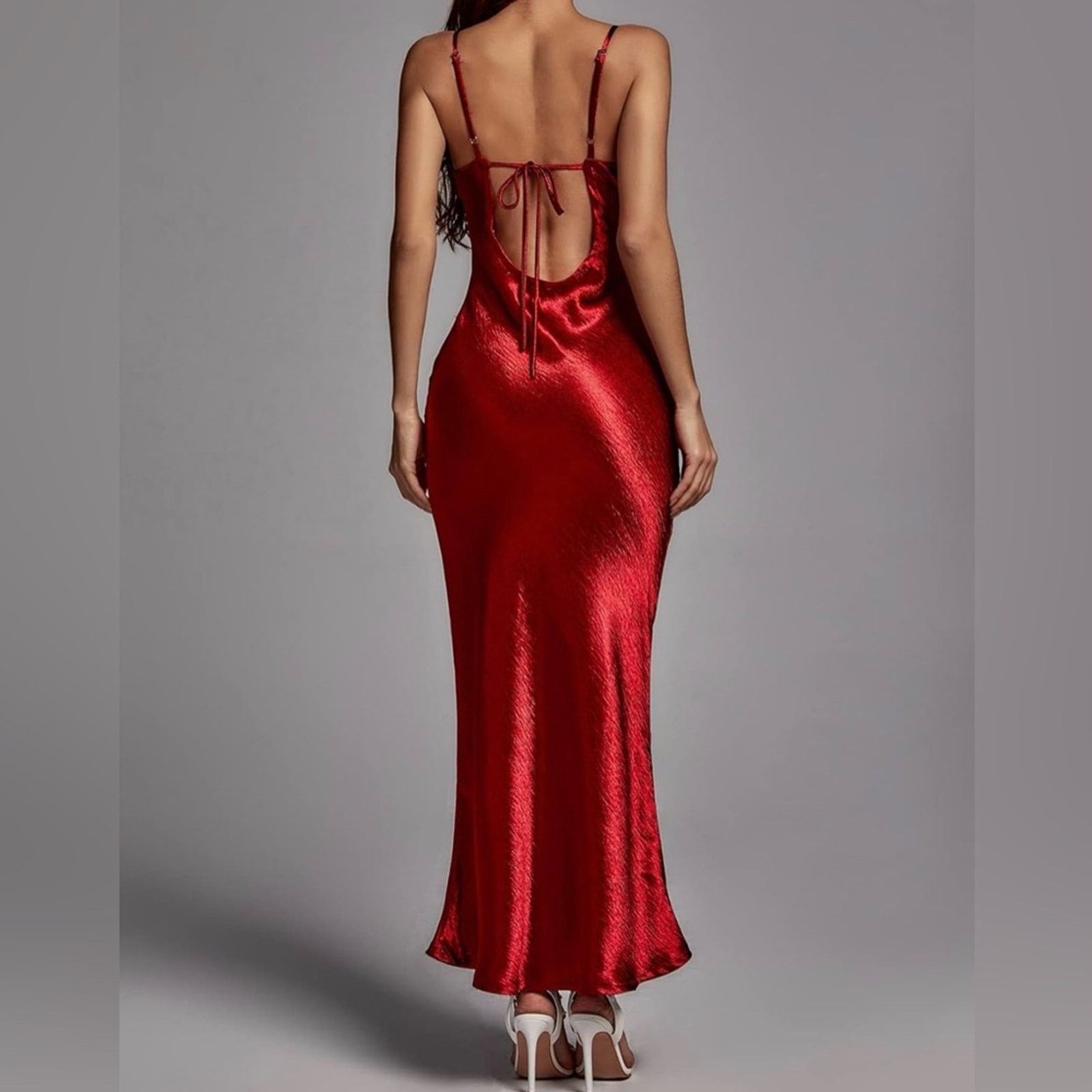 Other New Elegant Red Satin Evening Gown size S/M Size S / US 4 / IT 40 - 4 Thumbnail