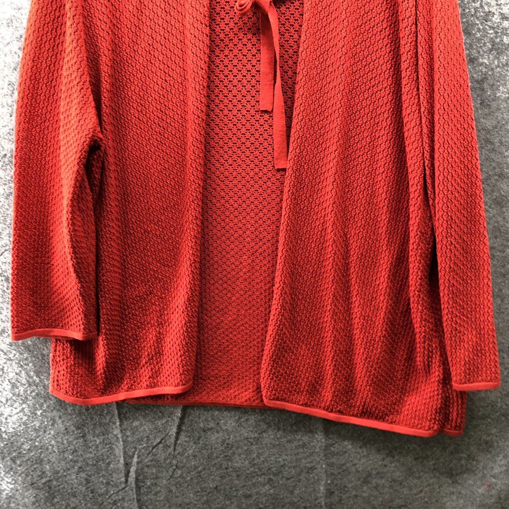 Jones New York VINTAGE Jones New York Open Knit Cardigan Womens 3X Red Tie Front Stretch Sheer Size XXL / US 16-18 / IT 52-54 - 7 Thumbnail