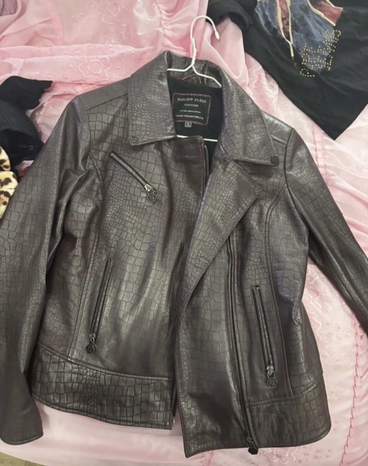 Philipp Plein Philipp Plein crocodile-embossed leather moto jacket Size XL / US 12-14 / IT 48-50 - 5 Thumbnail