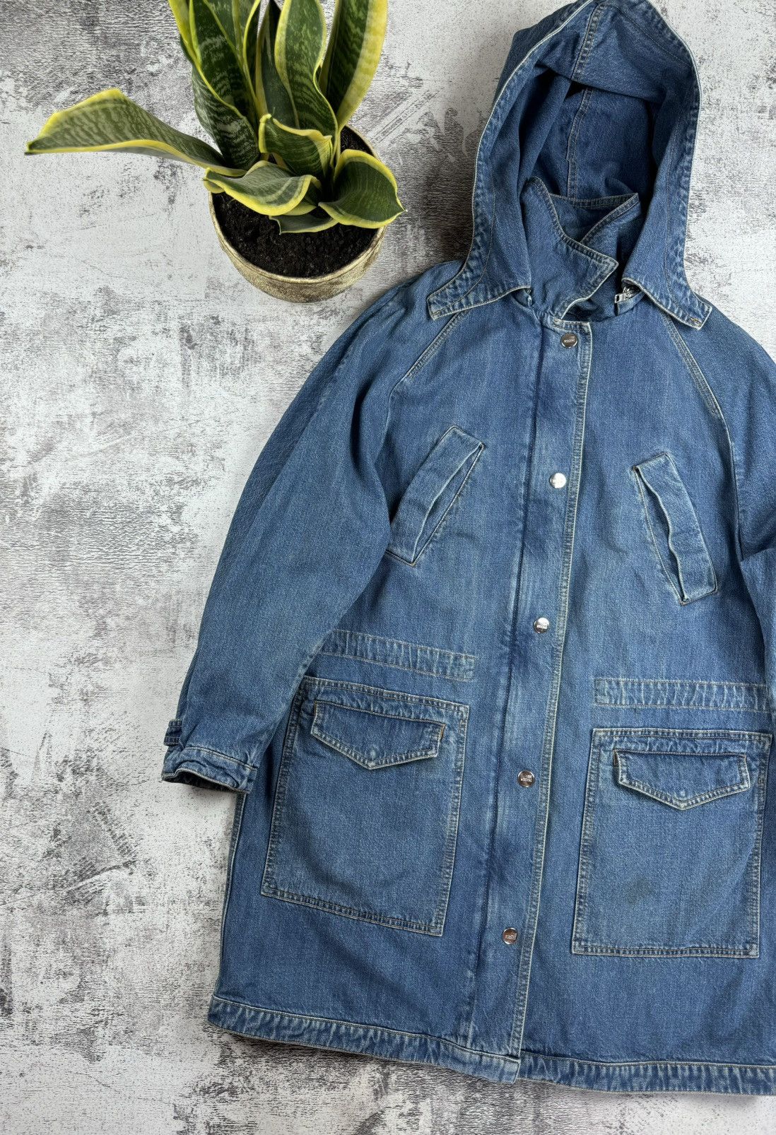 Moschino Made in Italy Denim Jeans Trench Coat Jacket