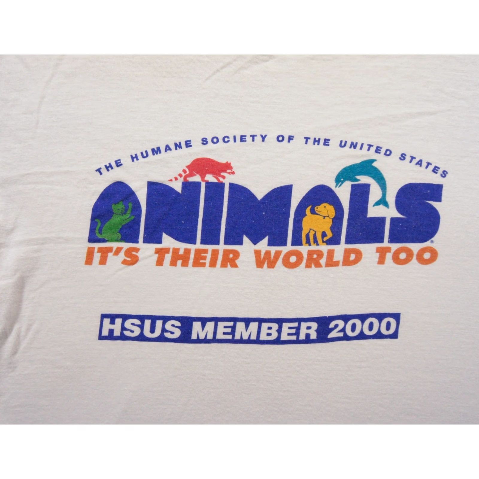 Vintage VINTAGE Humane Society Shirt Mens M White Cropped Animals Y2K Tee Dogs Pets Size US M / EU 48-50 / 2 - 2 Thumbnail