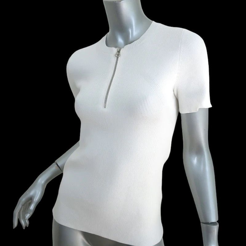 Helmut Lang RIBBED KNIT BODYFIT ZIPPERNECK S/S Size XS / US 0-2 / IT 36-38 - 2 Thumbnail