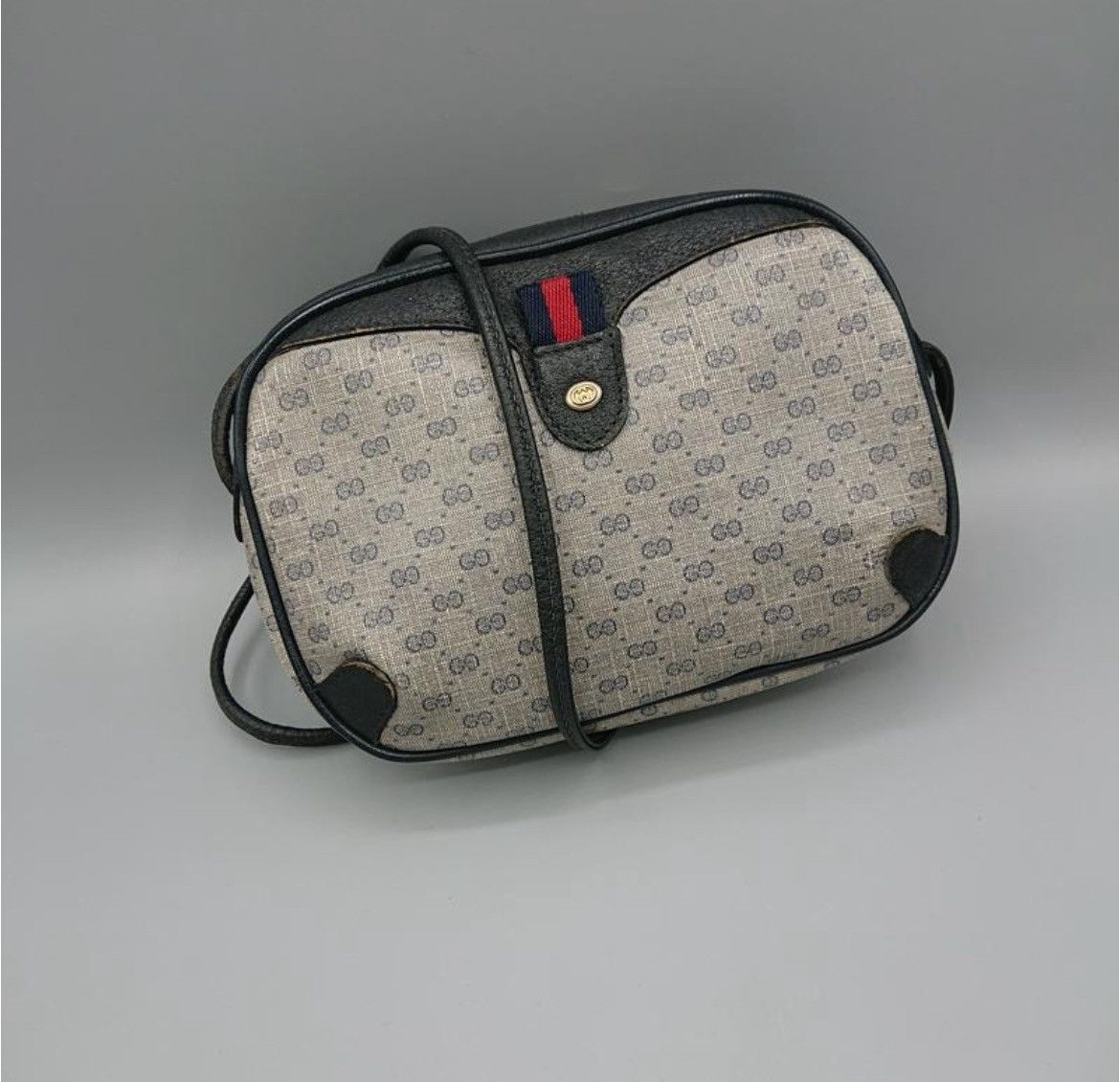 Gucci × Vintage 1990's Old Vintage Gucci Small Crossbody Bag Blue Canvas Size ONE SIZE - 1 Thumbnail