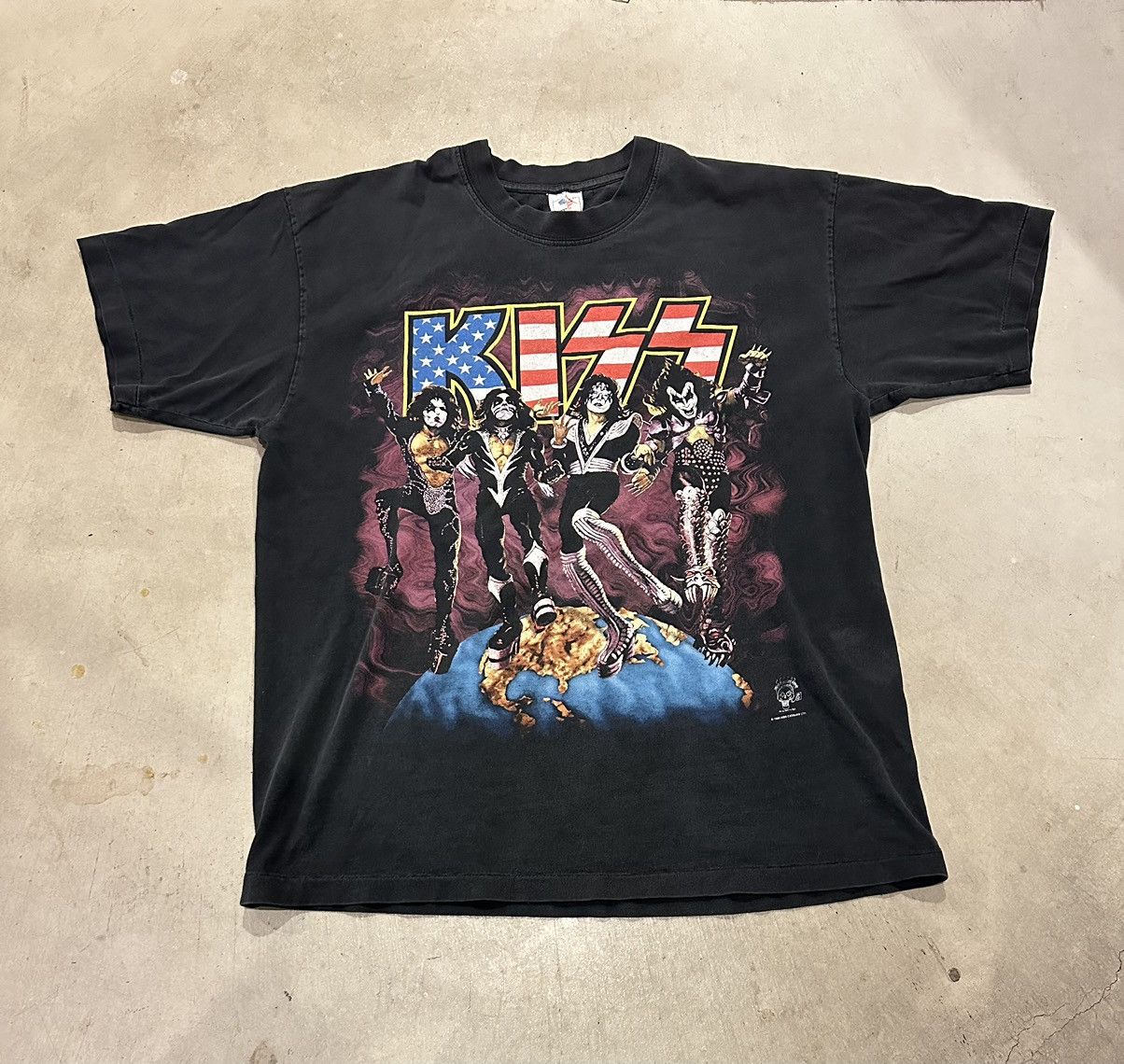 image of Crazy Vintage Kiss Tour 1996 T-Shirt in Black, Men's (Size XL)