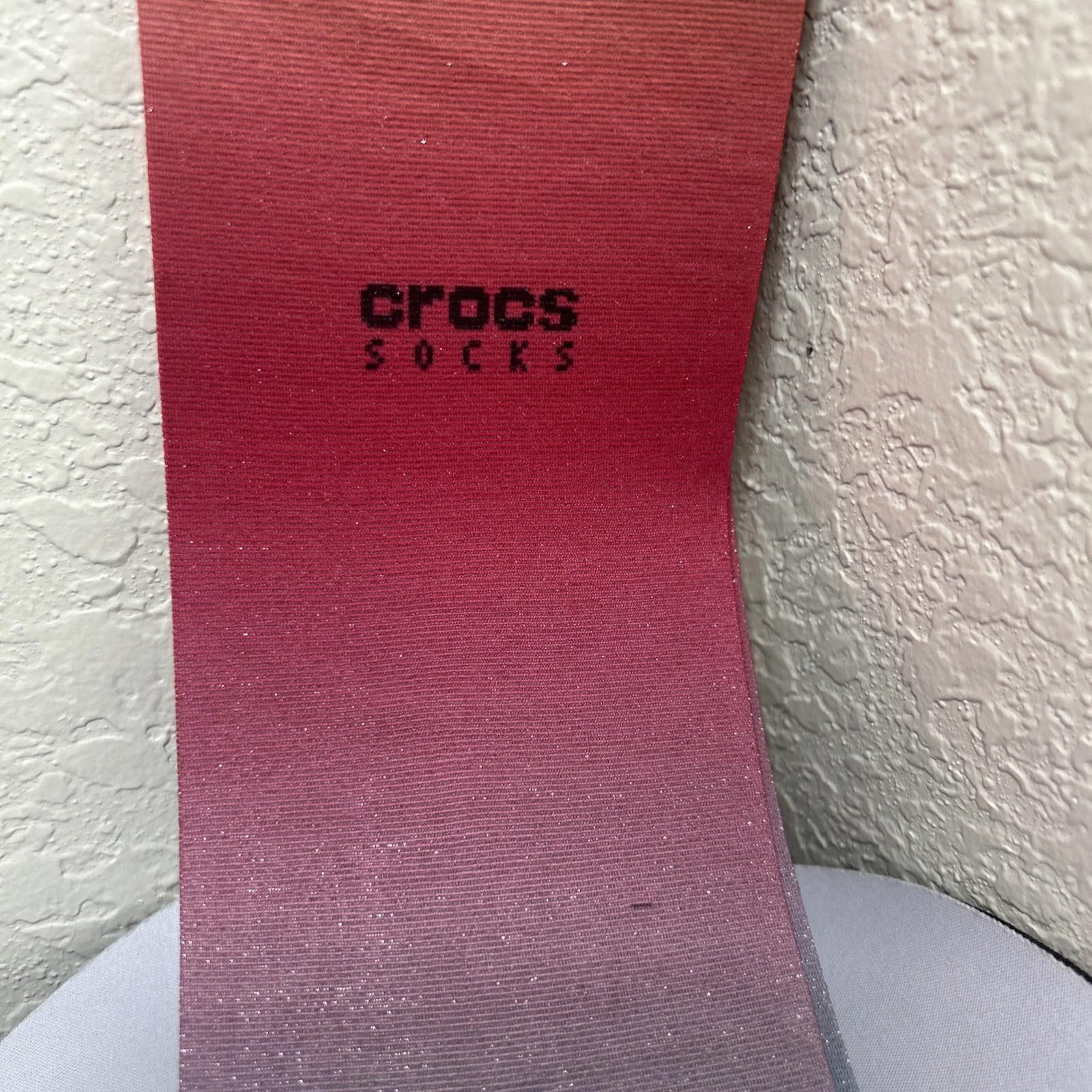 Crocs CROCS Socks Adult Unisex Size RAINBOW Shinny Print Ankle Size ONE SIZE - 4 Thumbnail