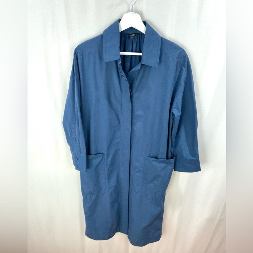 Cos COS Blue Long Jacket with Gathered Back Size 2 Size XS / US 0-2 / IT 36-38 - 7 Thumbnail