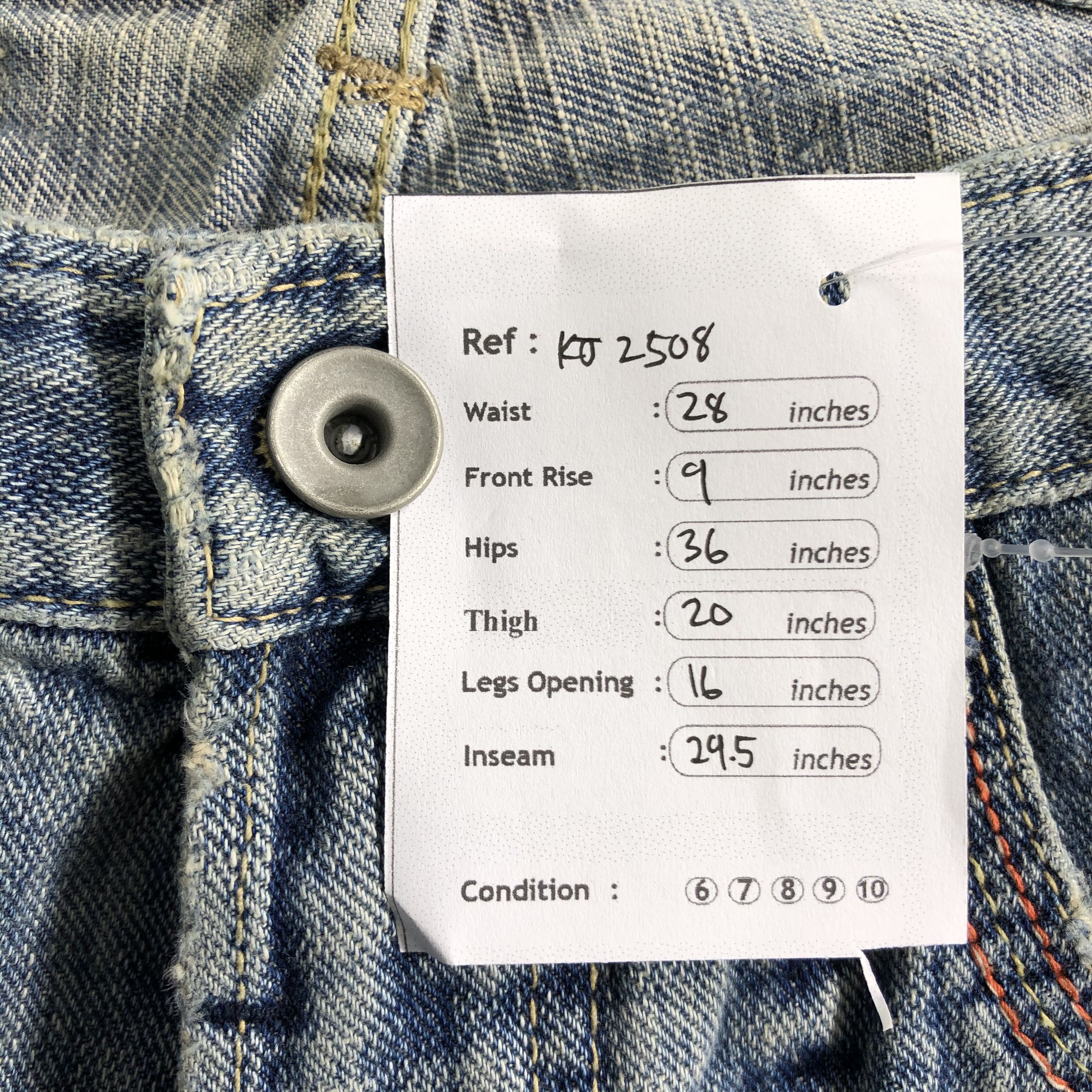 Japanese Brand Vintage Japanese Cube Sugar Jeans Faded Blue Denim KJ2508 Size US 28 / EU 44 - 13 Thumbnail