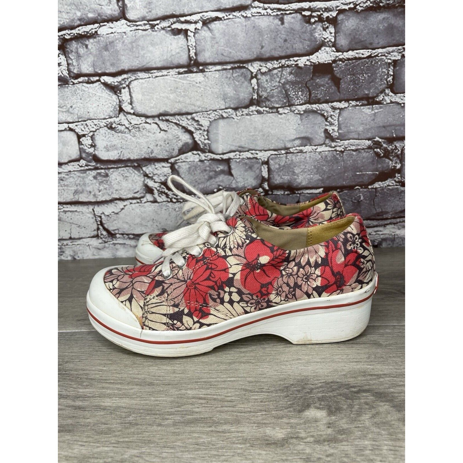 Other Dansko Veda Vegan Red Floral Lace Up Sneaker Clogs Shoes Wom Size US 6.5 / IT 36.5 - 1 Thumbnail