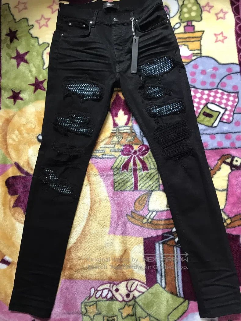 Amiri Amiri Classic High-End Ice Blue Diamond Destroyed Black De Size US 34 / EU 50 - 1 Thumbnail