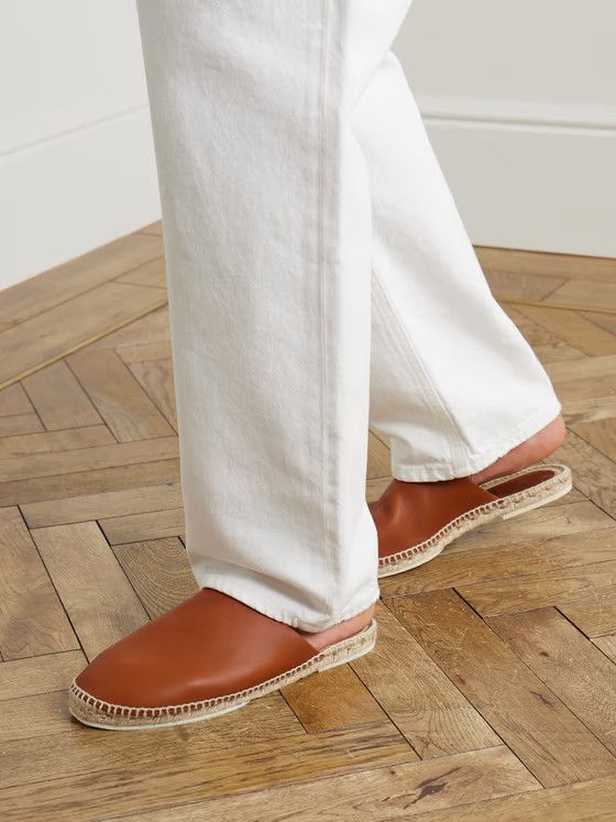 Loro Piana o1srvl11e0225 Seaside Walk Leather Backless Espadrilles Size US 7 / EU 40 - 2 Thumbnail