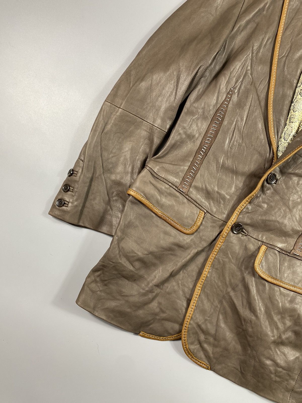 Just Cavalli × Roberto Cavalli Archive! Deconstructed Leather Blazer Jacket Size US S / EU 44-46 / 1 - 3 Thumbnail