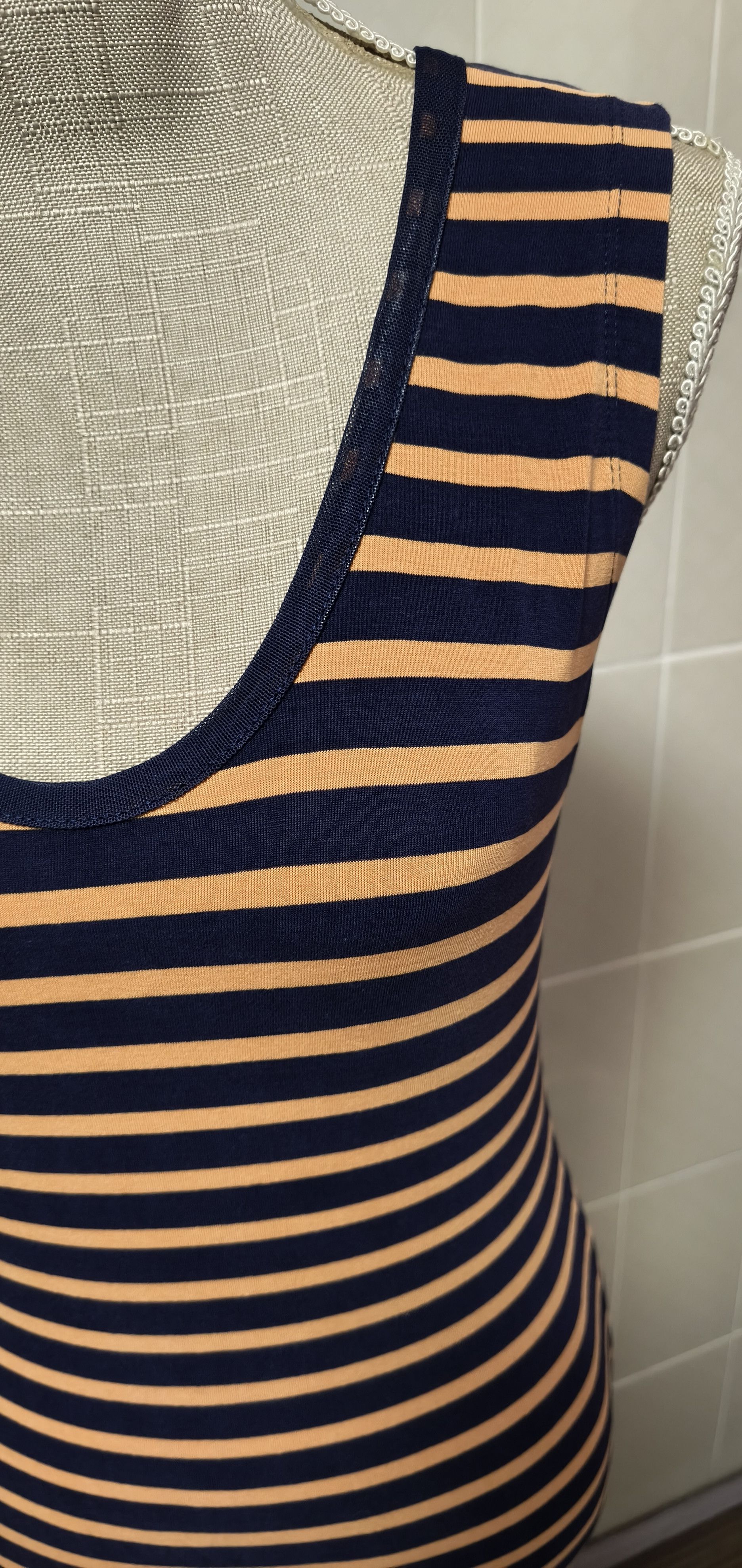 Jean Paul Gaultier 2000's Short dress in navy and orange stripes Size XS / US 0-2 / IT 36-38 - 5 Thumbnail