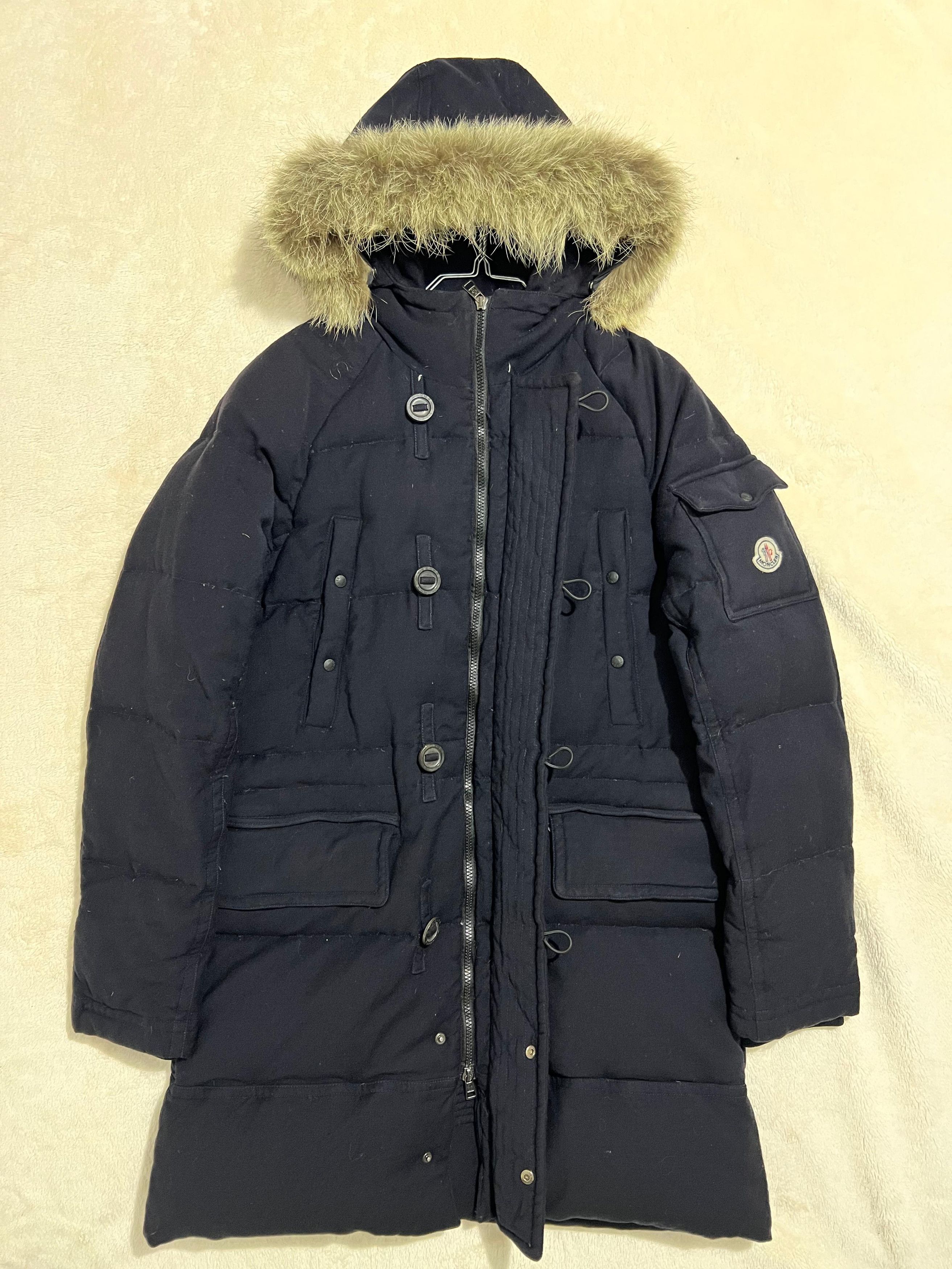 Moncler Moncler Long Wool Parka Navy Size US XL / EU 56 / 4 - 2 Thumbnail