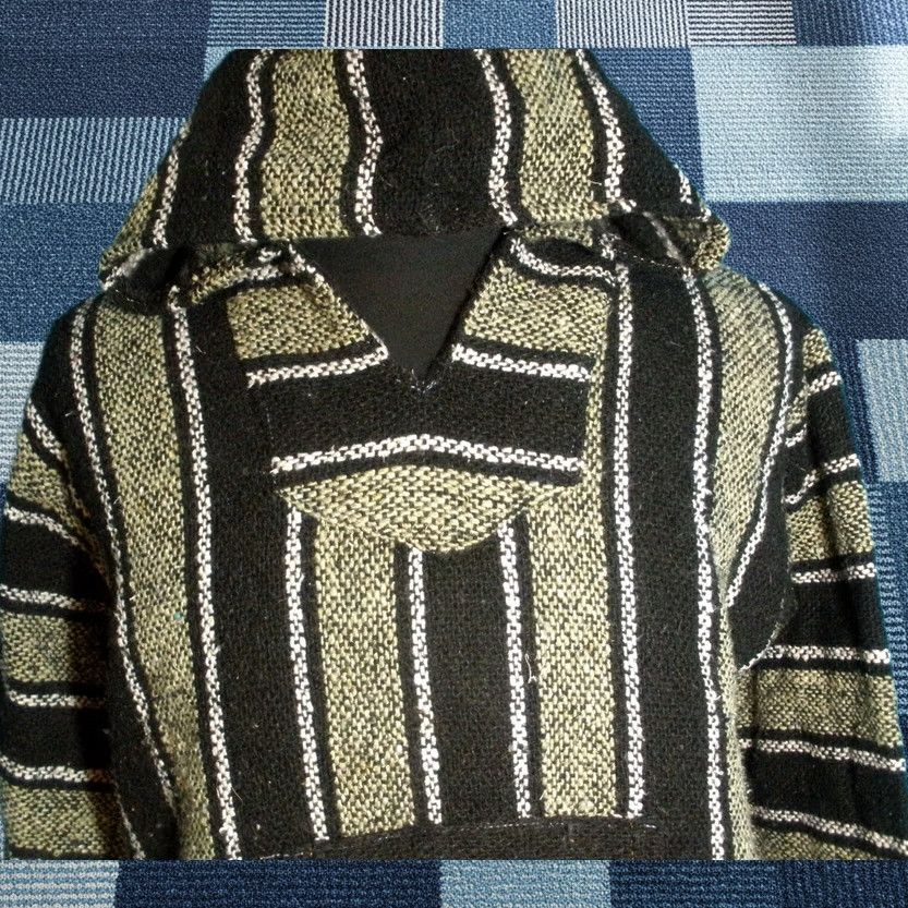 Sunspel Sunspecs Hooded Pullover Poncho Baja Hoodie Adult's S/M Black Knit Acrylic Striped Hippie Surfer Beach 90s Style Mens Womens Size US S / EU 44-46 / 1 - 1 Thumbnail