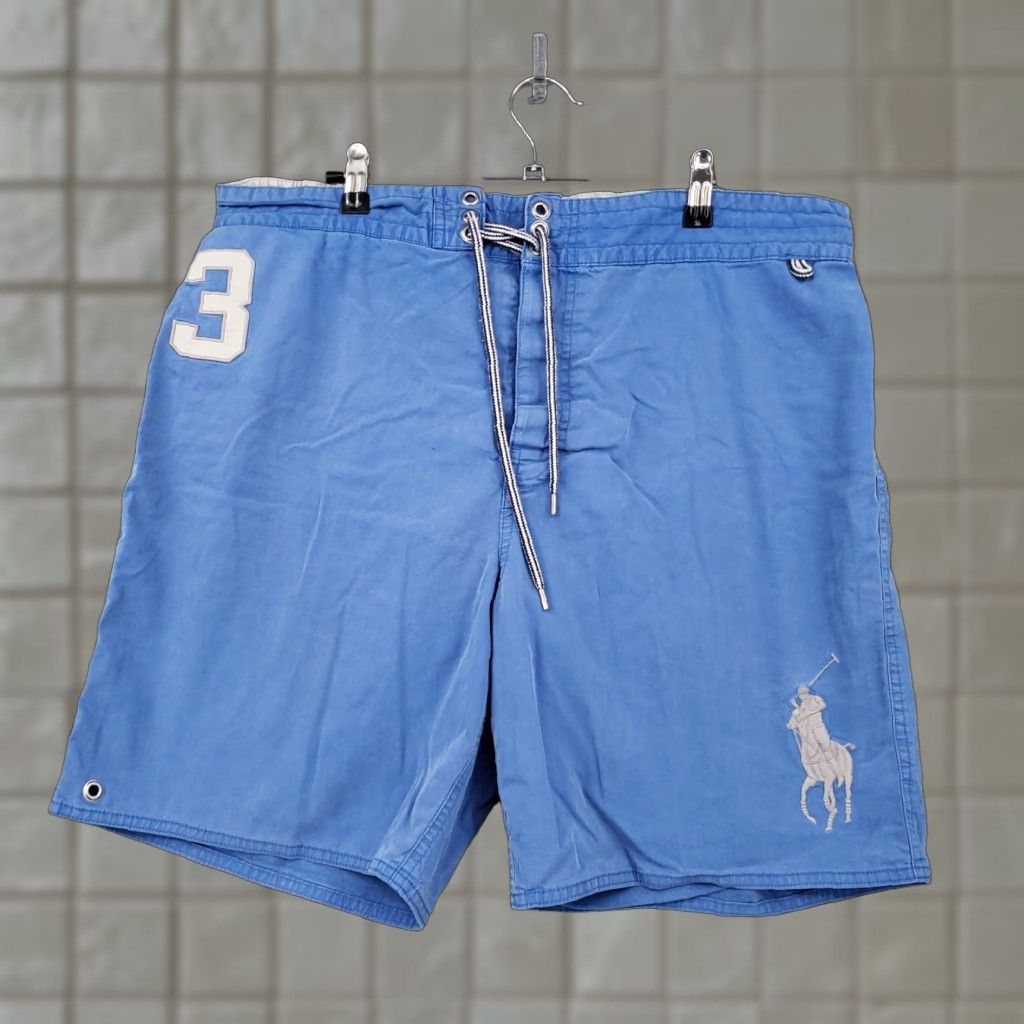 Polo Ralph Laurent Swim Trunks Mens XL Blue Big Pony Board Shorts Lined Breathable Cotton Blend
