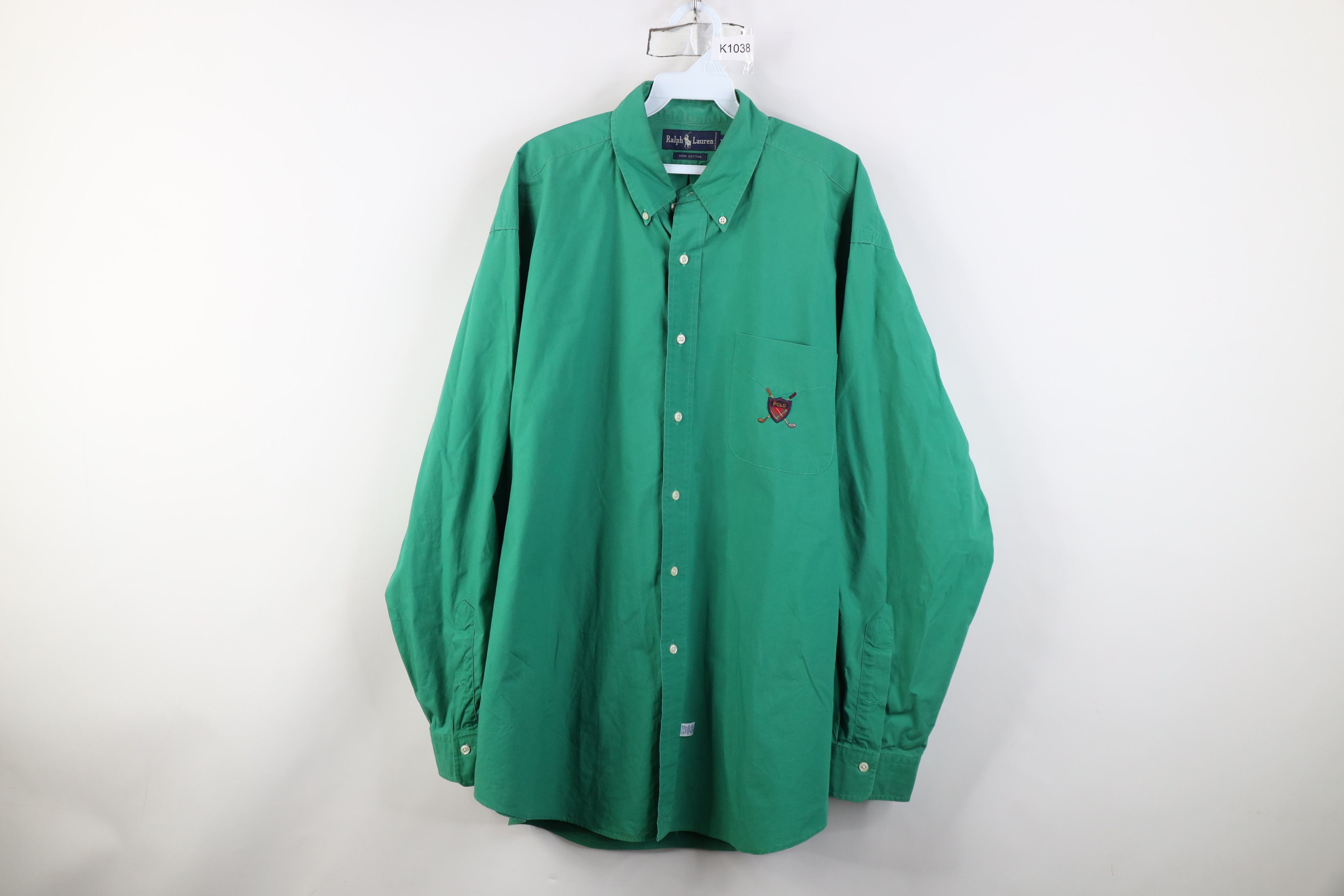 Ralph Lauren Vintage 90s Ralph Lauren Crest Collared Button Down Shirt Size US XL / EU 56 / 4 - 1 Thumbnail