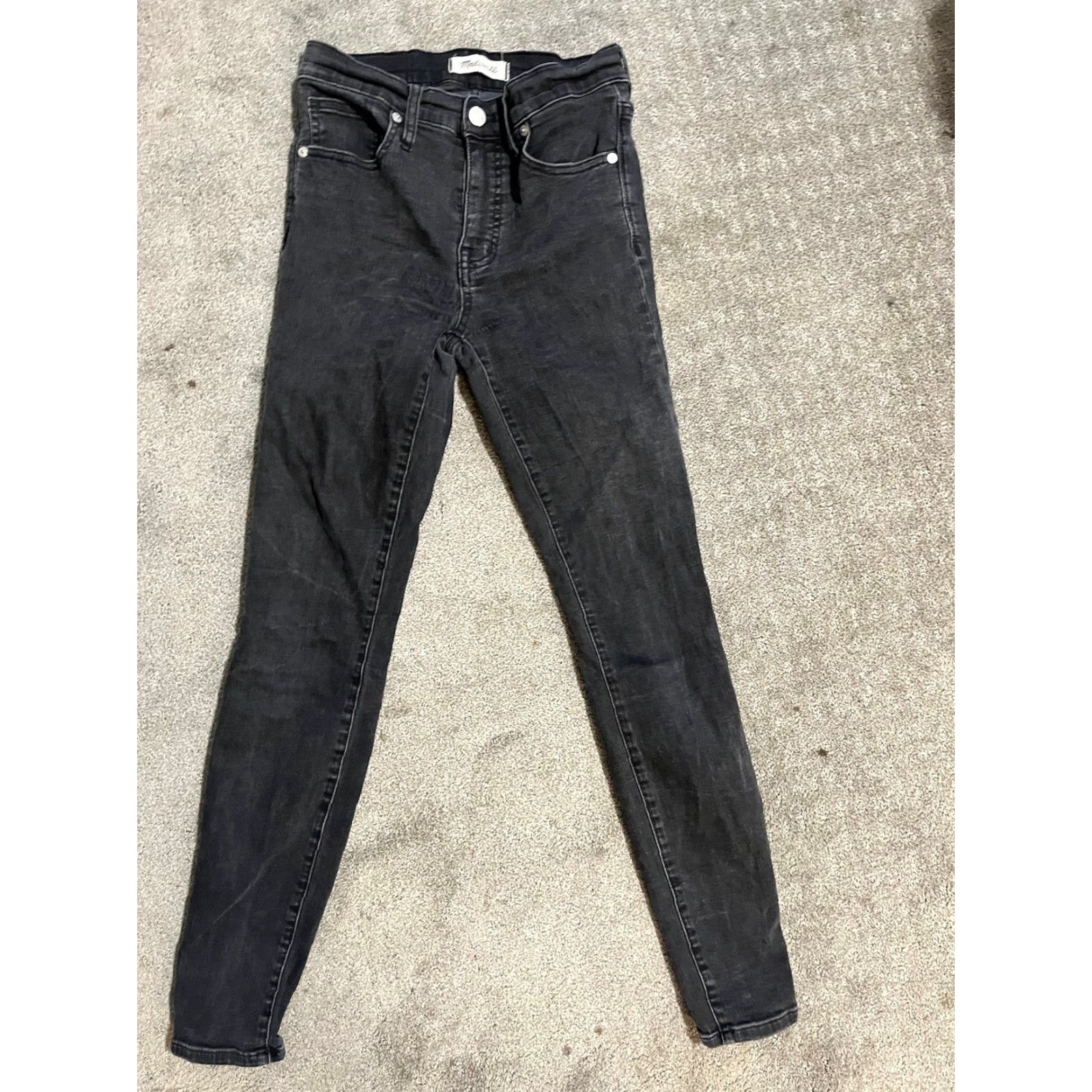 Madewell Madewell Womens 9" High Rise Skinny Slim Jeans Black Stretch Dark Wash Denim 26 Size 26" / US 2 / IT 38 - 3 Thumbnail