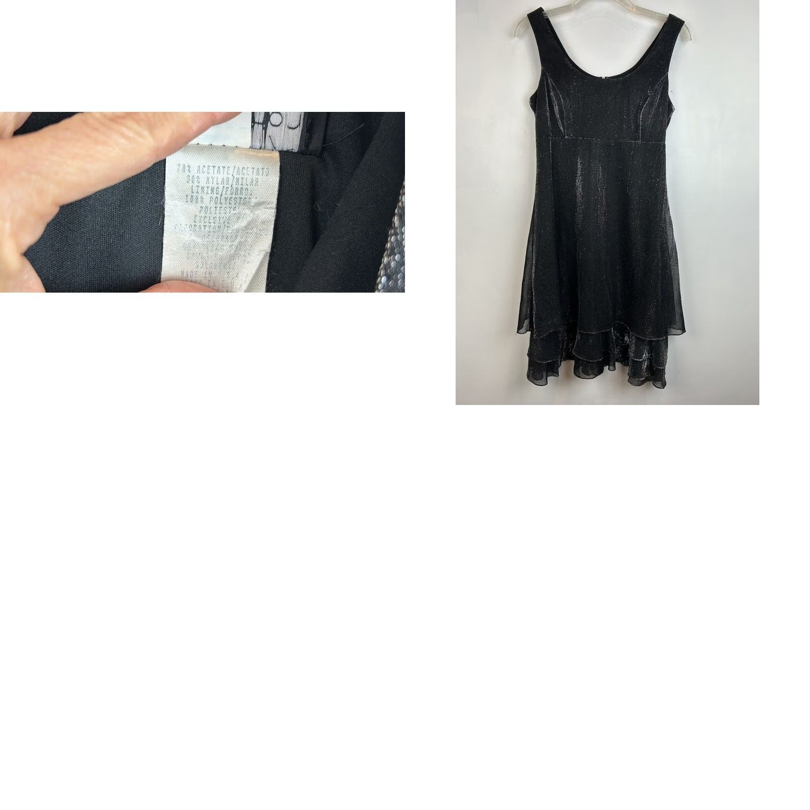 Vintage VINTAGE Late Edition ltd Party Dress Empire 8 Evening Cocktail Dress Silver Black Gray Ruffle United States 1980s Womens Size M / US 6-8 / IT 42-44 - 9 Thumbnail