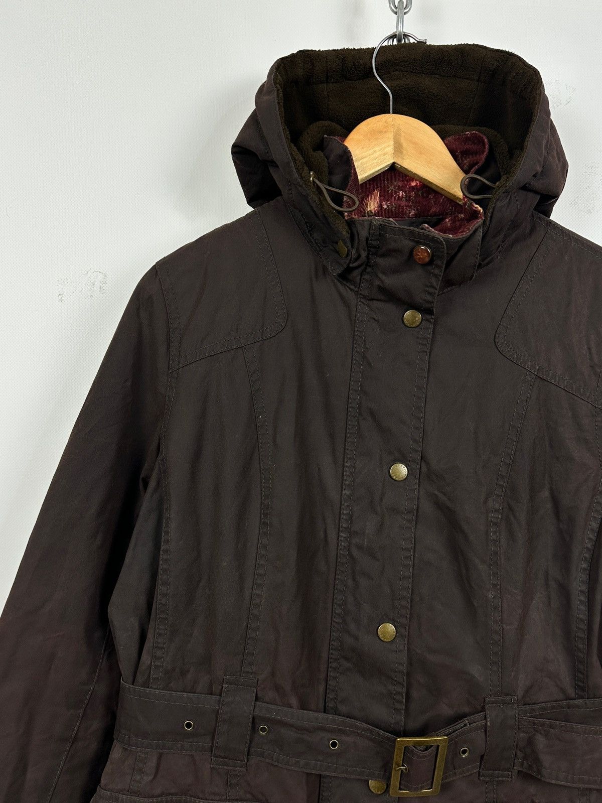 Barbour Barbour Brown Bird Art Bower Belted Waxed Coat Jacket Size L / US 10 / IT 46 - 6 Thumbnail
