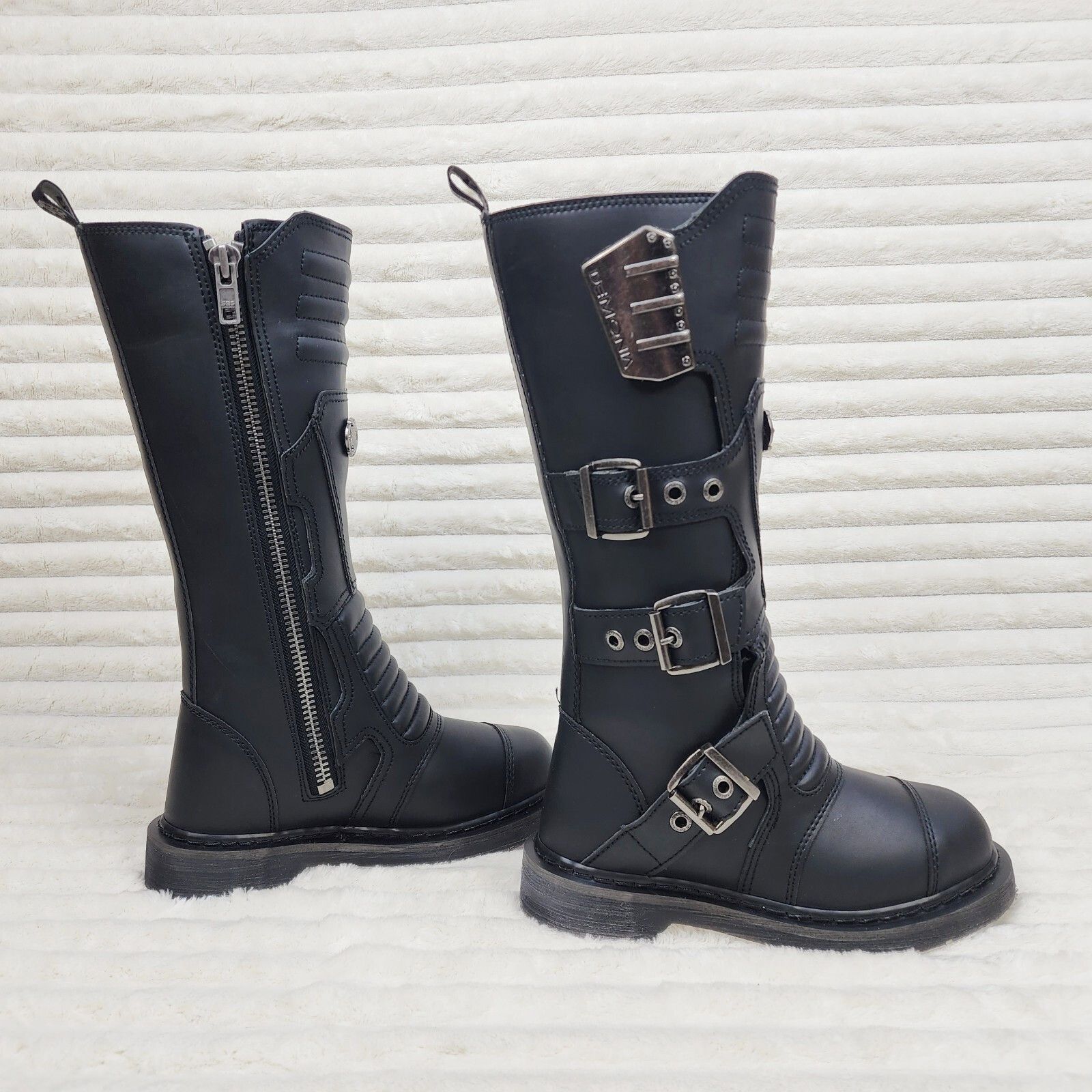 Other Bolt 405 Goth Combat Biker Knee Boots Black Matte Men Sizes Size US 12 / EU 45 - 2 Thumbnail