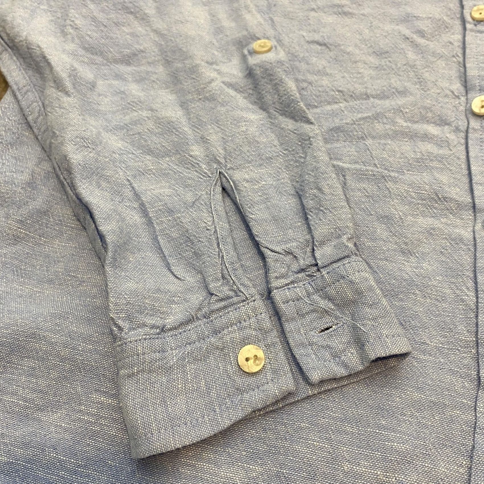 Orvis Orvis Womens XL Blue Linen Rayon Long Sleeve Button Front Shirt Casual Classic Size XL / US 12-14 / IT 48-50 - 3 Thumbnail