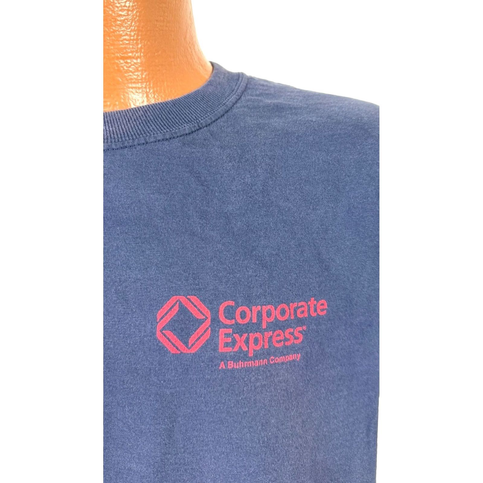 Fruit Of The Loom VINTAGE Corporate Express Shirt L Navy 90s Funny Grunge T-Shirt Mens Large Size US L / EU 52-54 / 3 - 2 Thumbnail