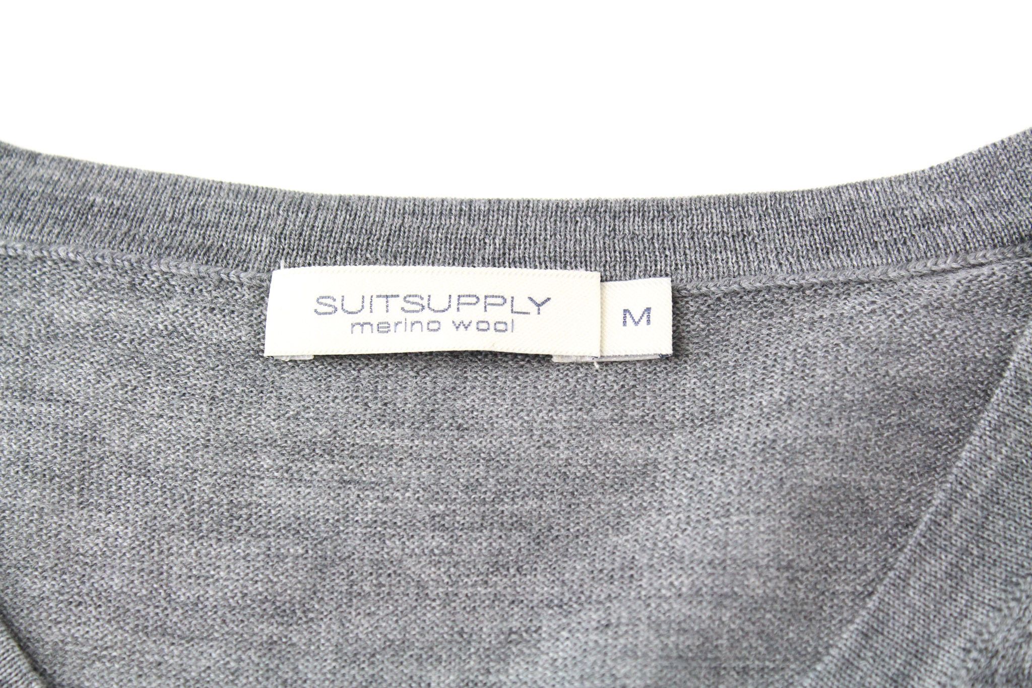 Suitsupply M Grey Merino Wool V-Neck Sweater 67714 Size US M / EU 48-50 / 2 - 5 Thumbnail