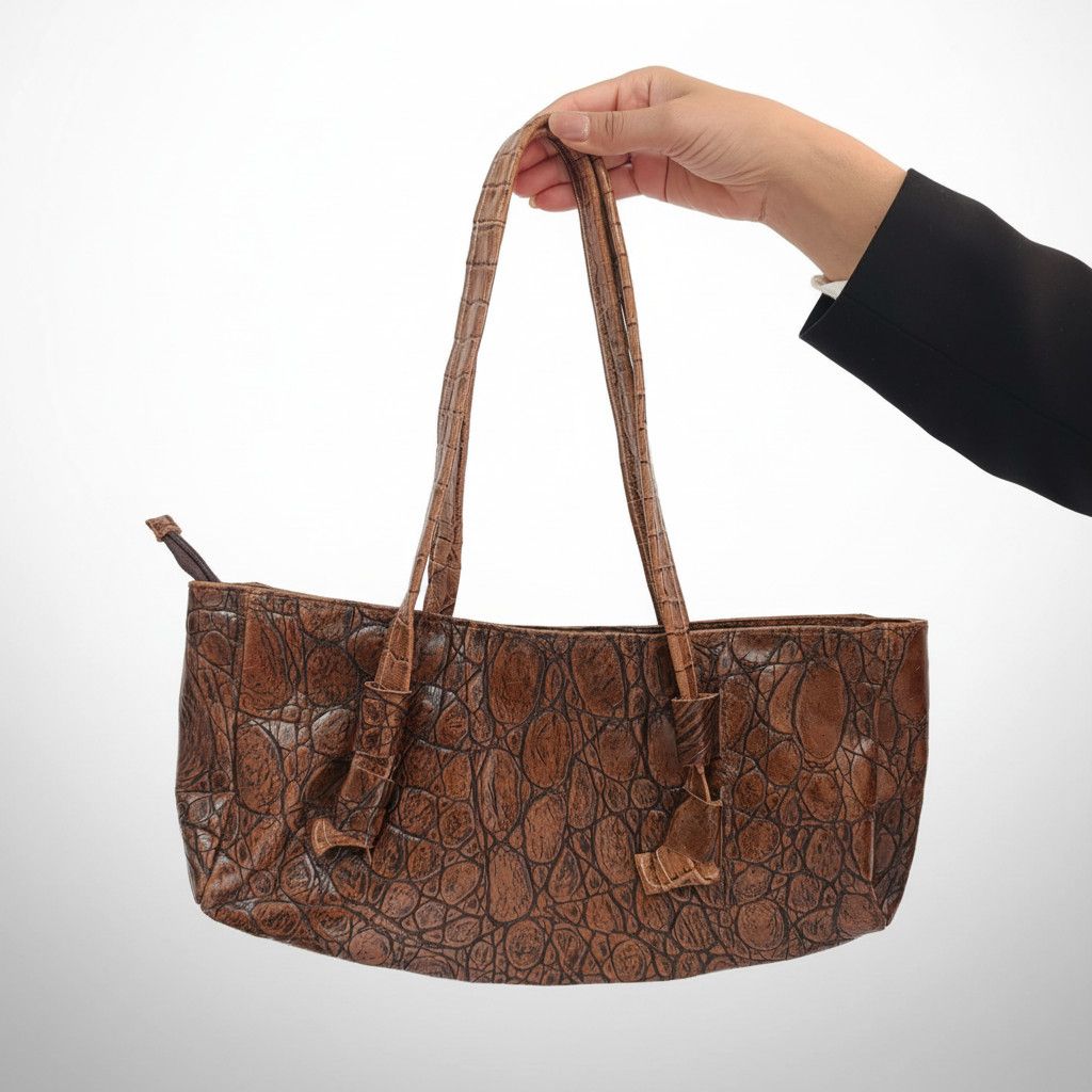 Handmade Hand Made Brown Embossed 100% Leather Women's Shoulder Bag Size ONE SIZE - 5 Thumbnail