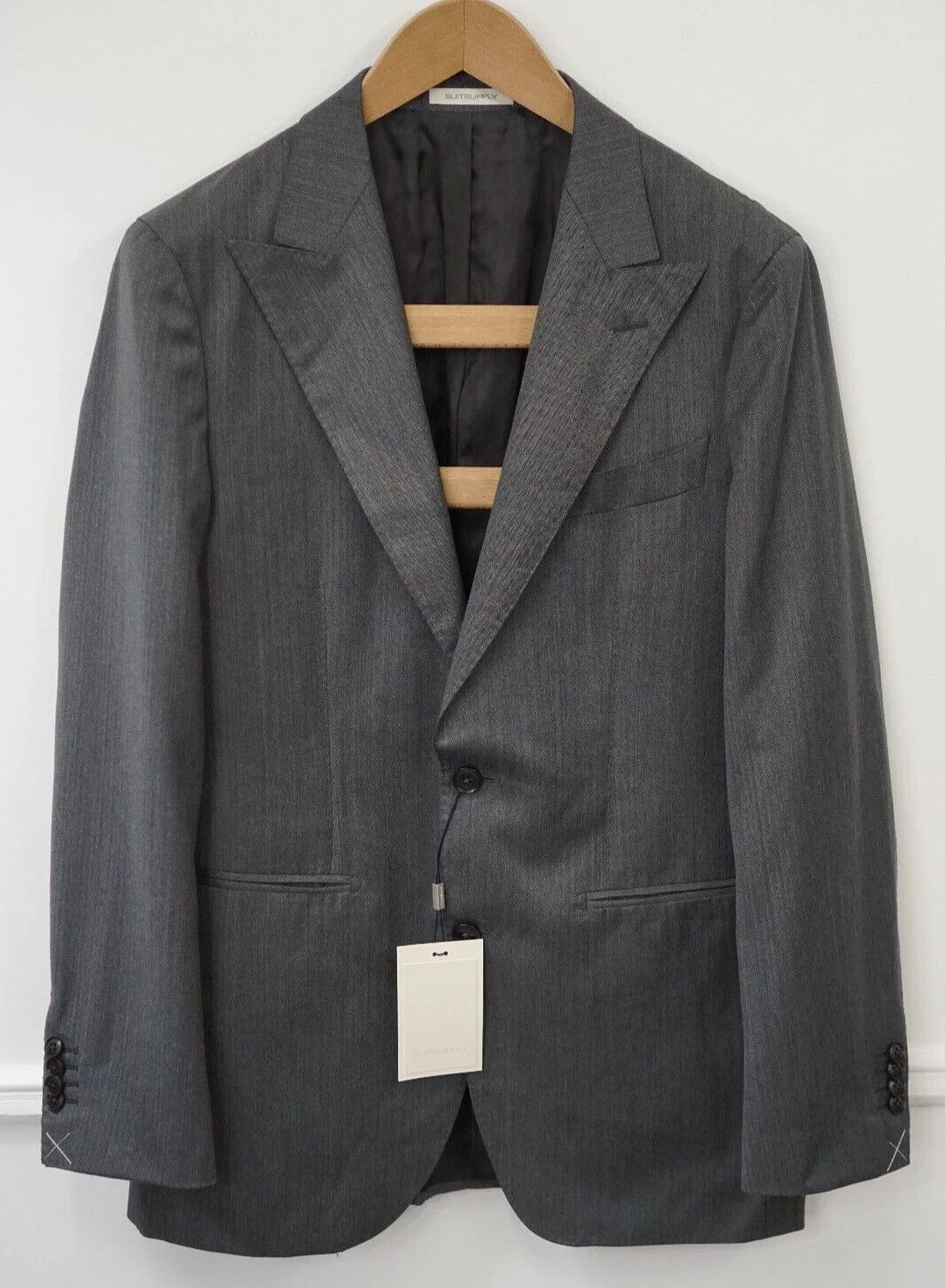 Suitsupply Men Suitsupply Blazer Havana Peak Jetted Grey Wool S130 US38 Size 38R - 1 Thumbnail