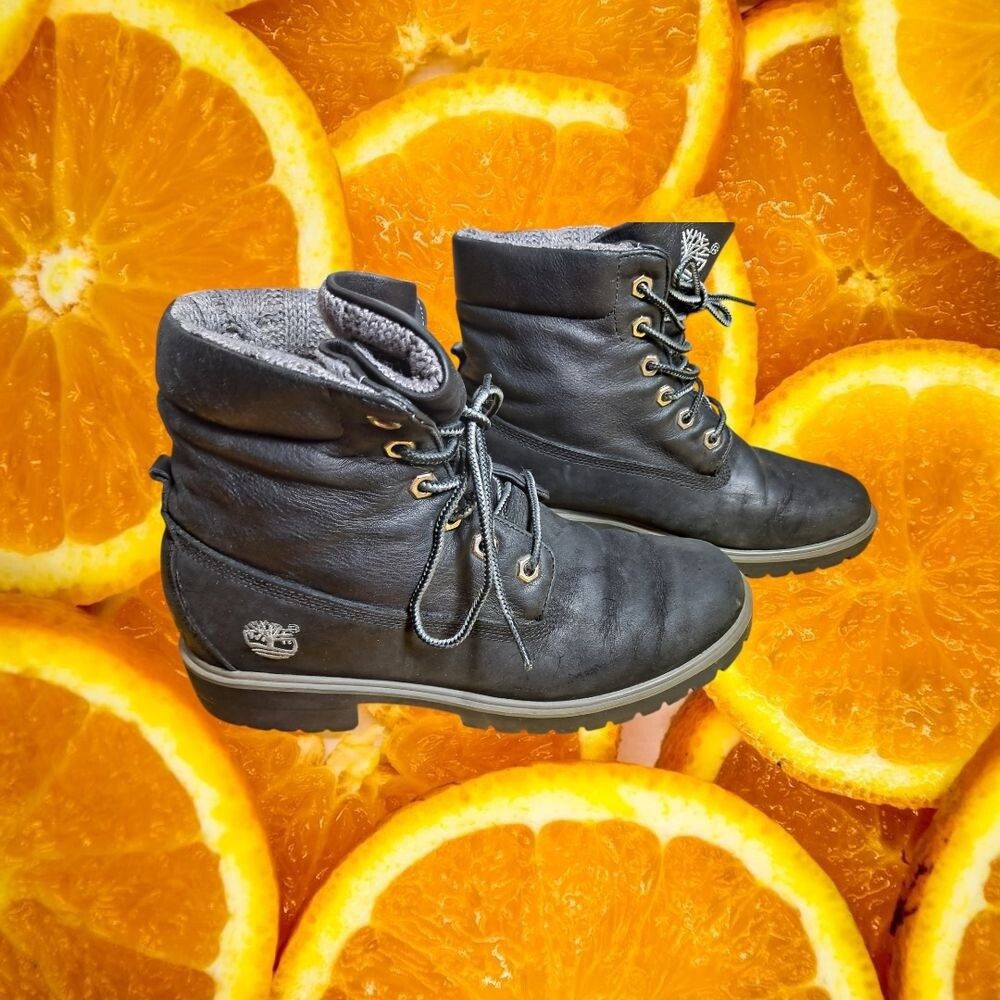 Timberland Timberland Roll Top Boots Leather Ankle Lace Up Casual Black Size US 7.5 / IT 37.5 - 2 Thumbnail