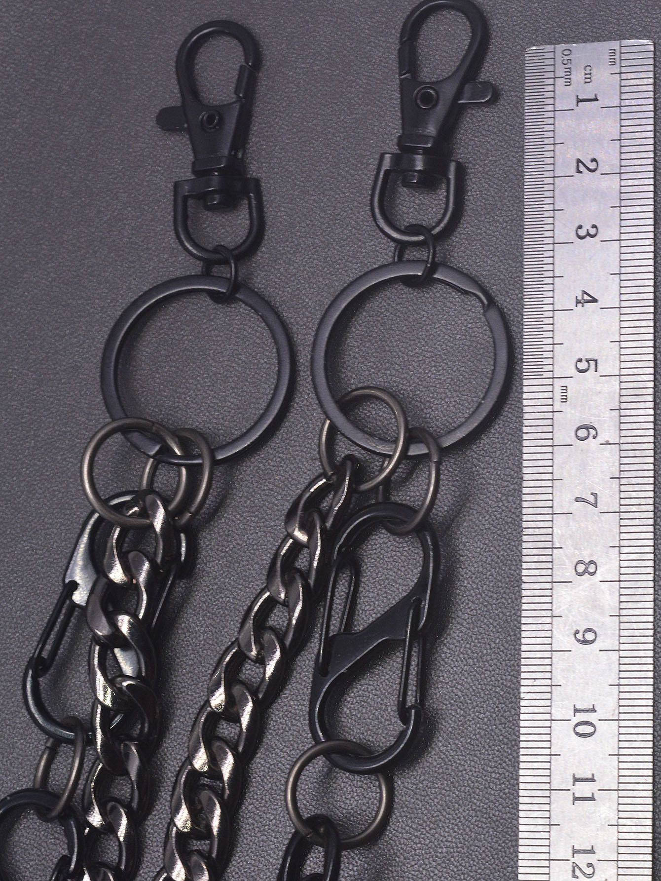 Japanese Brand Black Gunmetal Double-Layer Cuban Pants Wallet Chain Size ONE SIZE - 6 Thumbnail