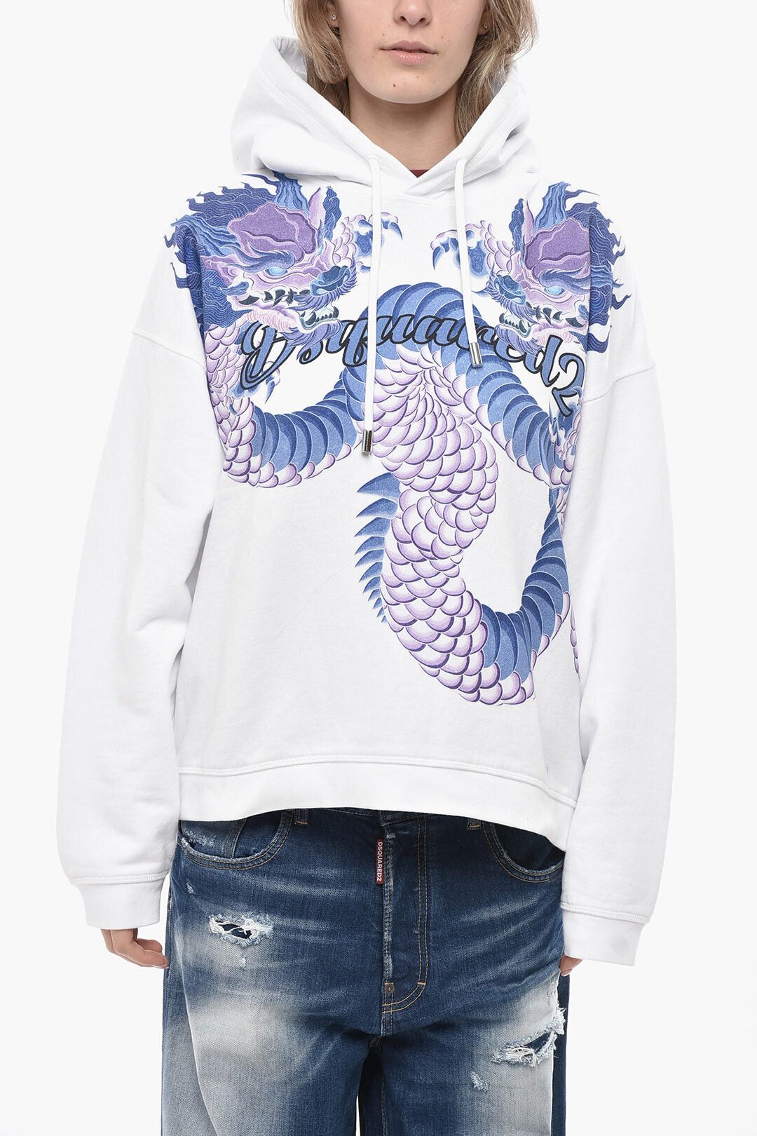Printed Brushed Cotton Hoodie RELAXED FIT