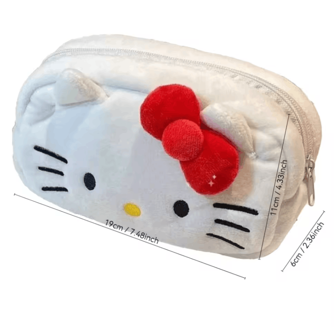 Japanese Brand HELLO KITTY Plush Cosmetic Bag, White NEW Size ONE SIZE - 2 Thumbnail