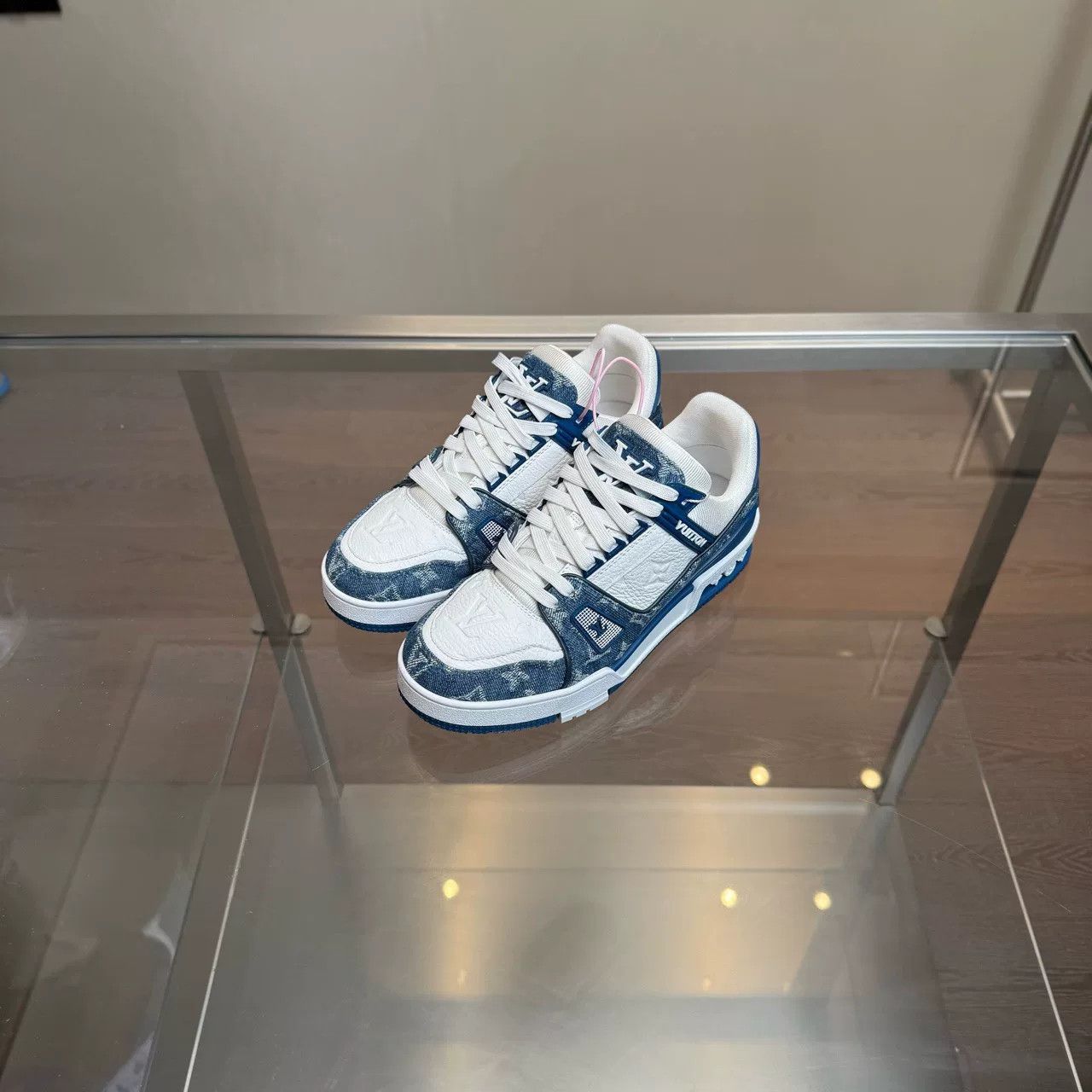 Louis Vuitton Louis Vuitton LV Trainer White Blue Denim 2024 Size US 6 / IT 36 - 1 Thumbnail