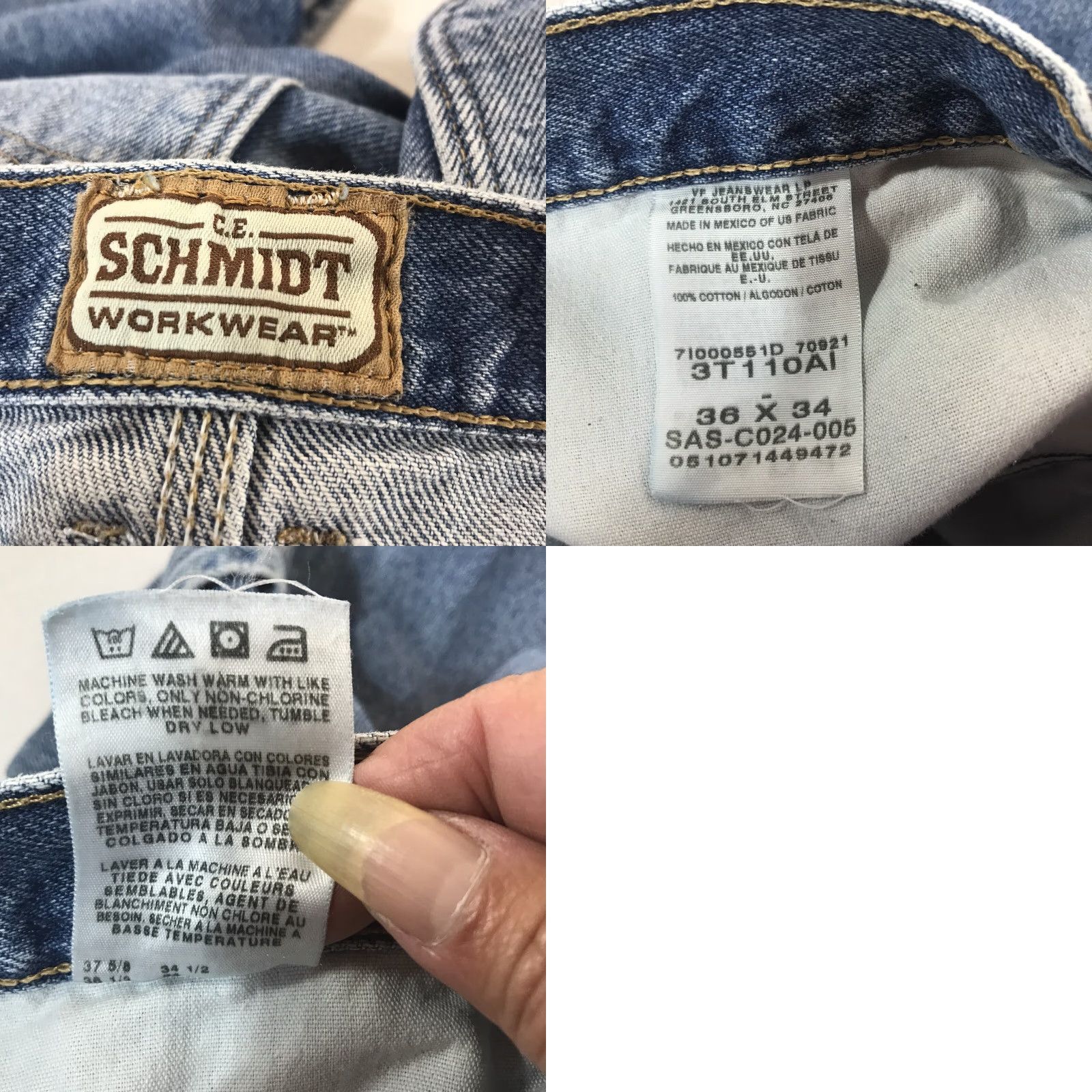 Vintage C.E. Schmidt Workwear Carpenter Jeans Men's Regular Fit 36x34 Light Wash Blue Denim Size US 36 / EU 52 - 8 Thumbnail