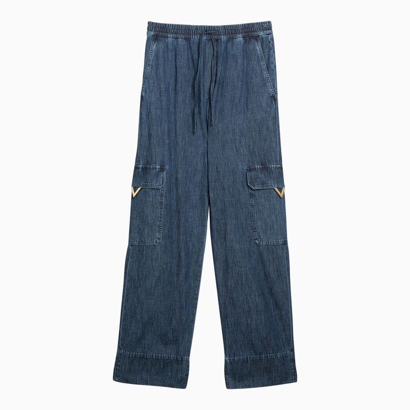 image of Valentino Blue Wide Trousers In Denim, Women's (Size 26)