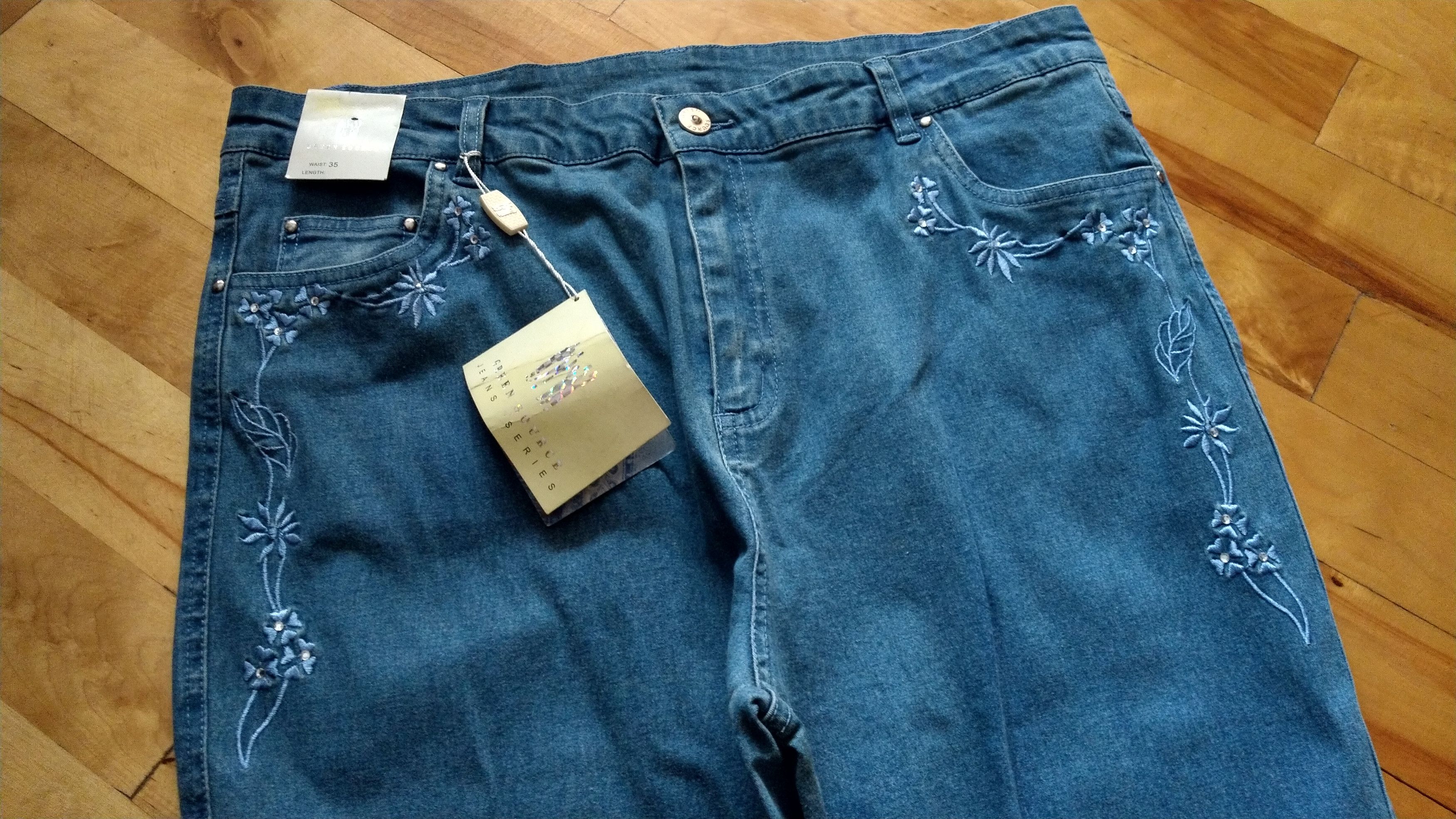 Japanese Brand × Vintage Embroidered Flower Flared Pants y2k opium raver Vintage Wide Size 35" - 8 Thumbnail