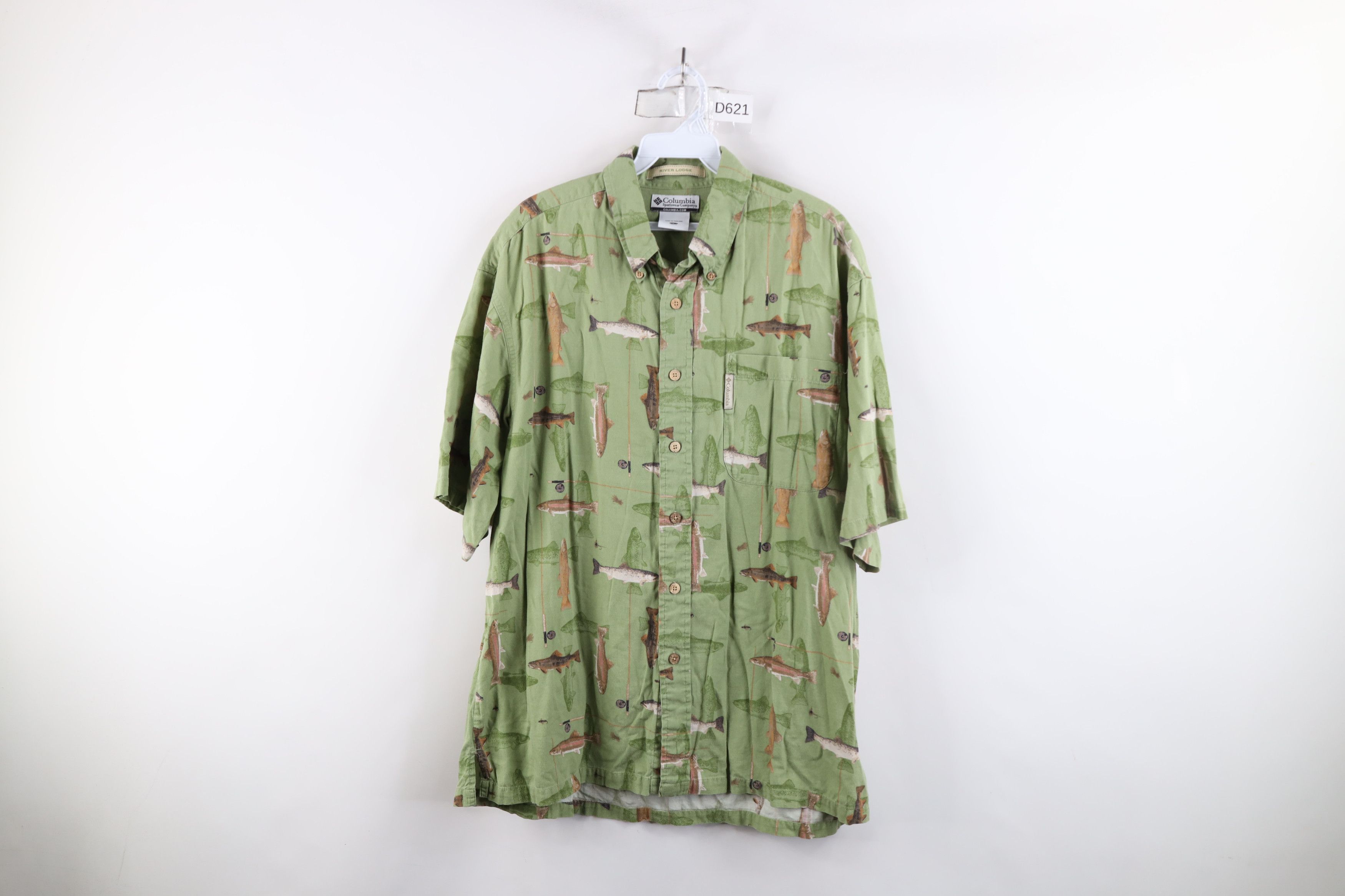 Columbia × Vintage Vintage Columbia Fishing Print Short Sleeve Button Shirt Size US L / EU 52-54 / 3 - 1 Thumbnail