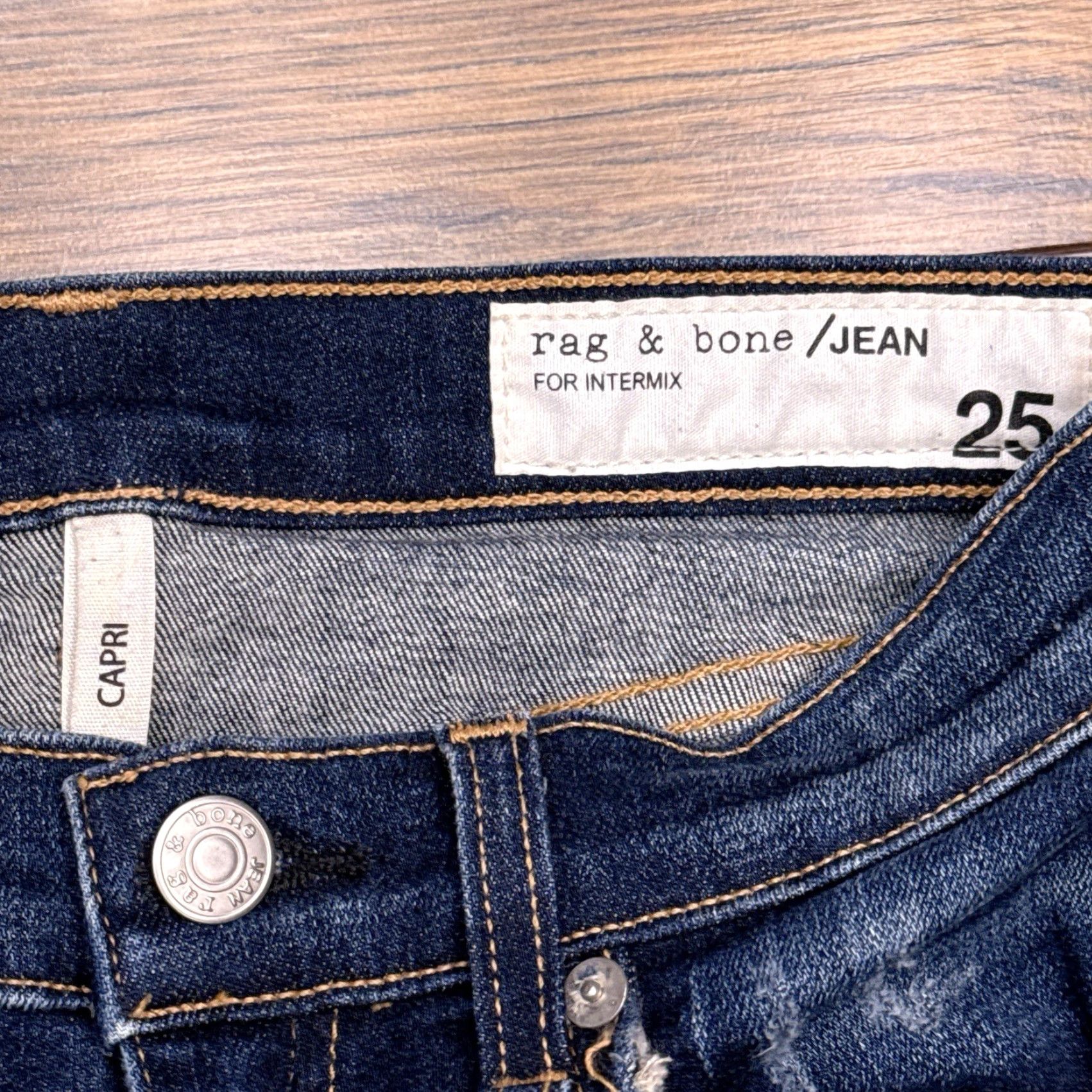 Rag & Bone Rag & Bone Capri Jeans Womens 25 Distressed Stretch Slim Blue Denim 5-Pocket City USA 26.5in Inseam Vintage No Size 42" / US 20 - 4 Thumbnail