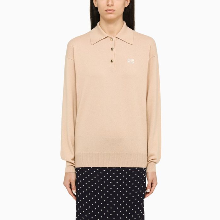 Miu Miu Miu Miu Nude Cashmere Polo Shirt | Grailed