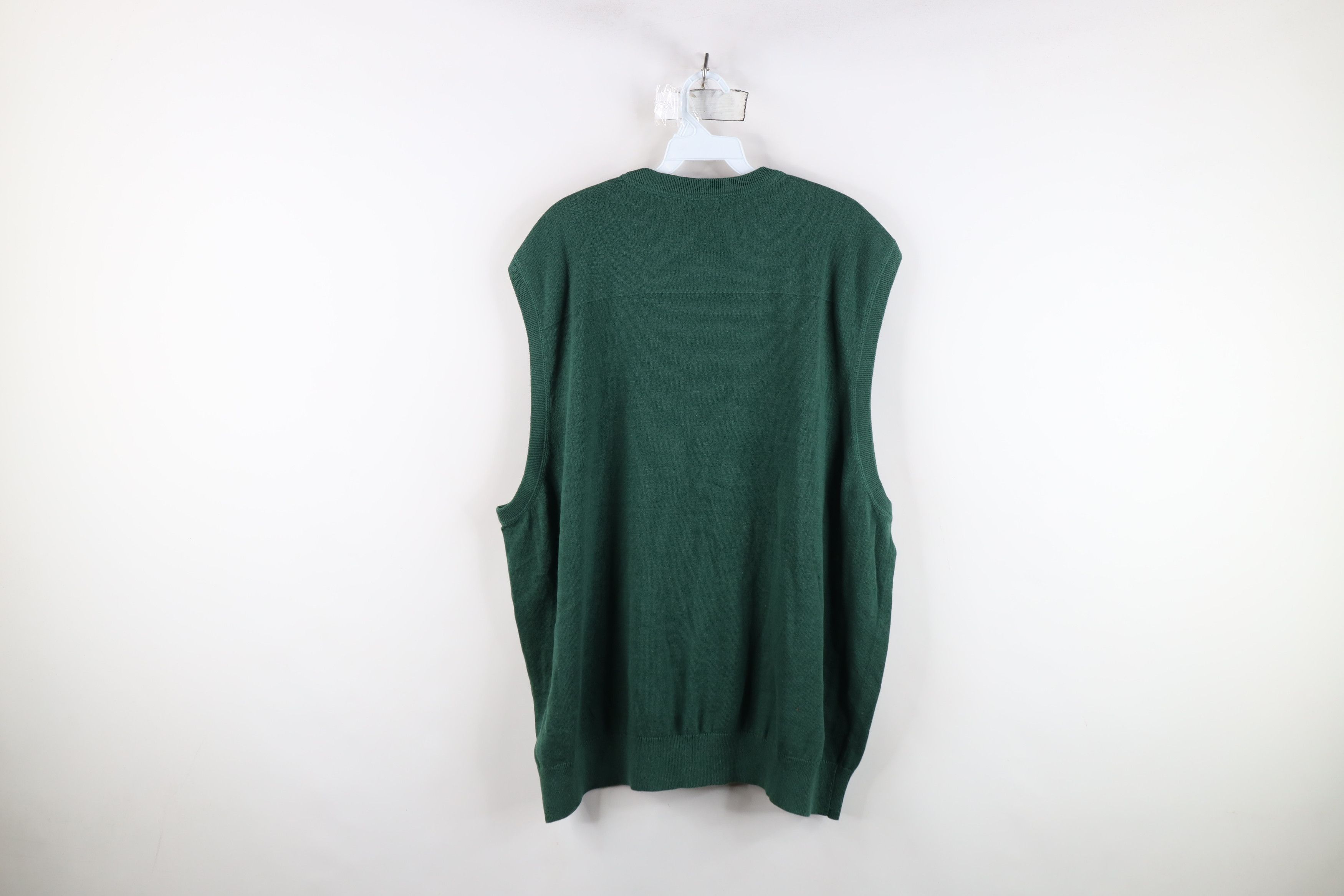 Izod New Izod Ribbed Knit Sleeveless V-Neck Sweater Vest Green Size US XXL / EU 58 / 5 - 9 Thumbnail