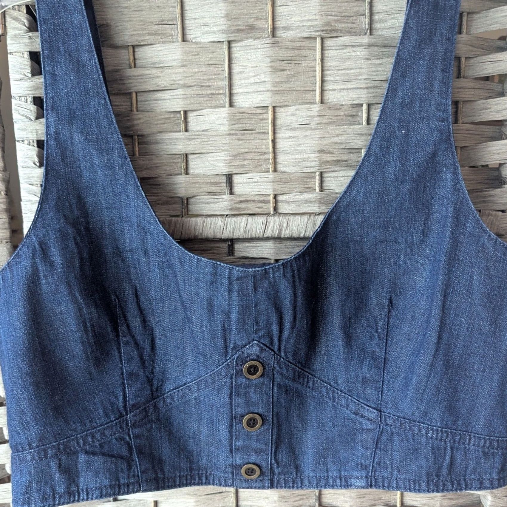 Banana Republic Banana Republic Denim Crop Top Indigo Blue Button Front Back Zip Womens Sz 10 Size L / US 10 / IT 46 - 2 Thumbnail