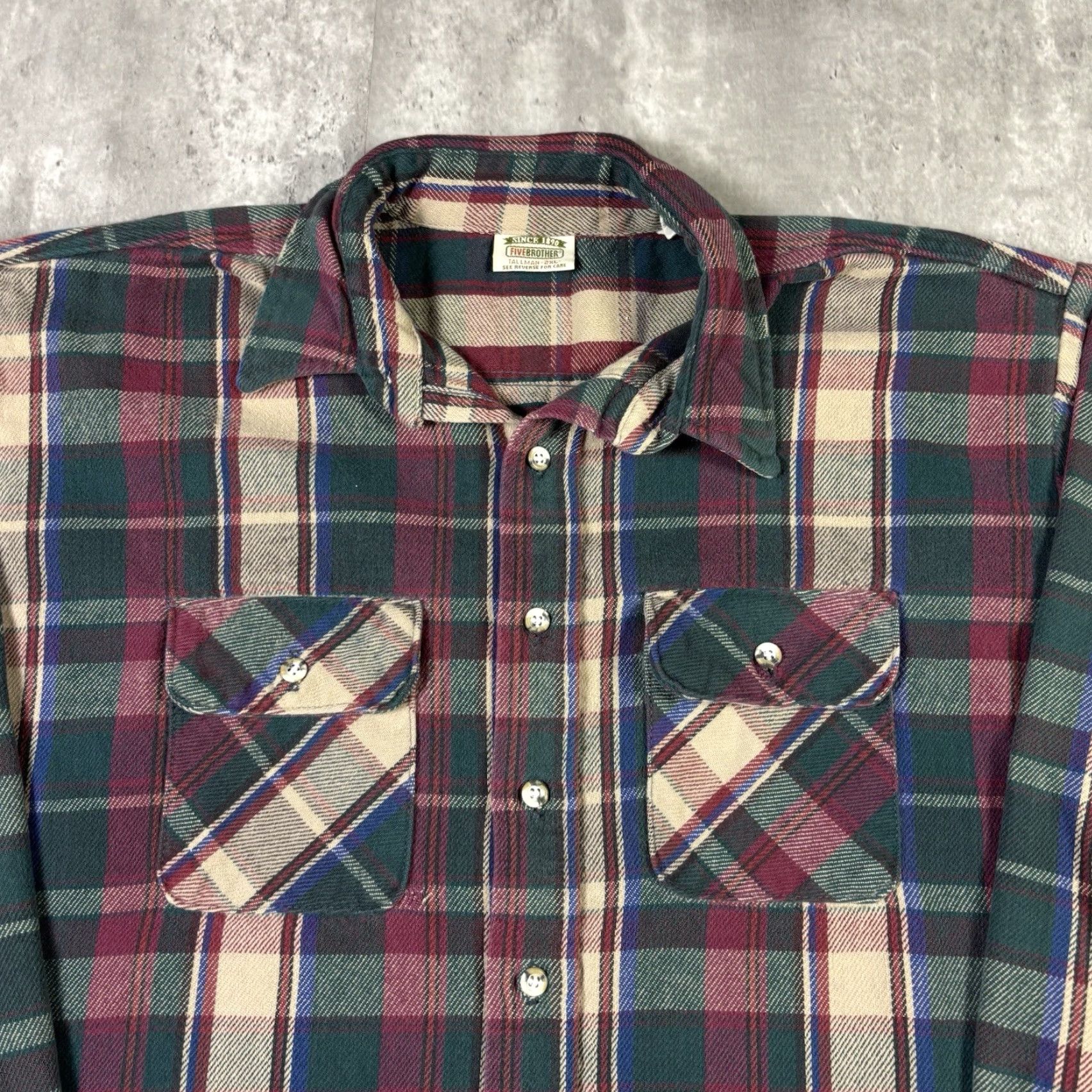 Vintage VINTAGE Five Brothers Flannel Shirt Plaid Button-Up Cotton Adult 2XL 90s Size US XXL / EU 58 / 5 - 7 Thumbnail